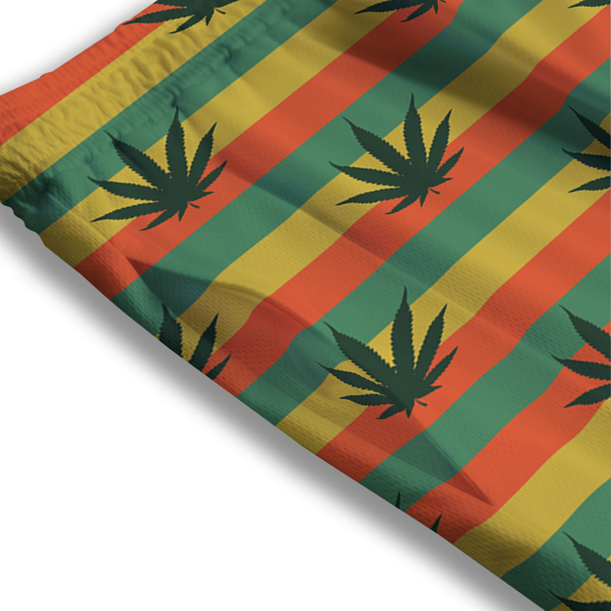 Striped Rasta Print Pattern Mesh Shorts