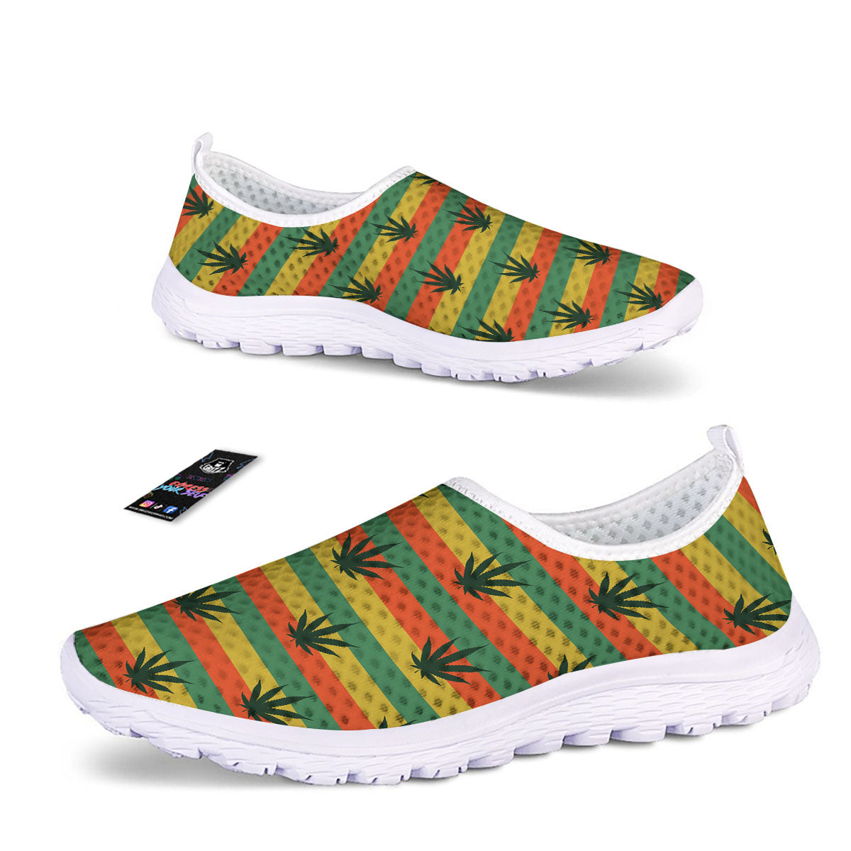 Striped Rasta Print Pattern Nurse Shoes-grizzshop