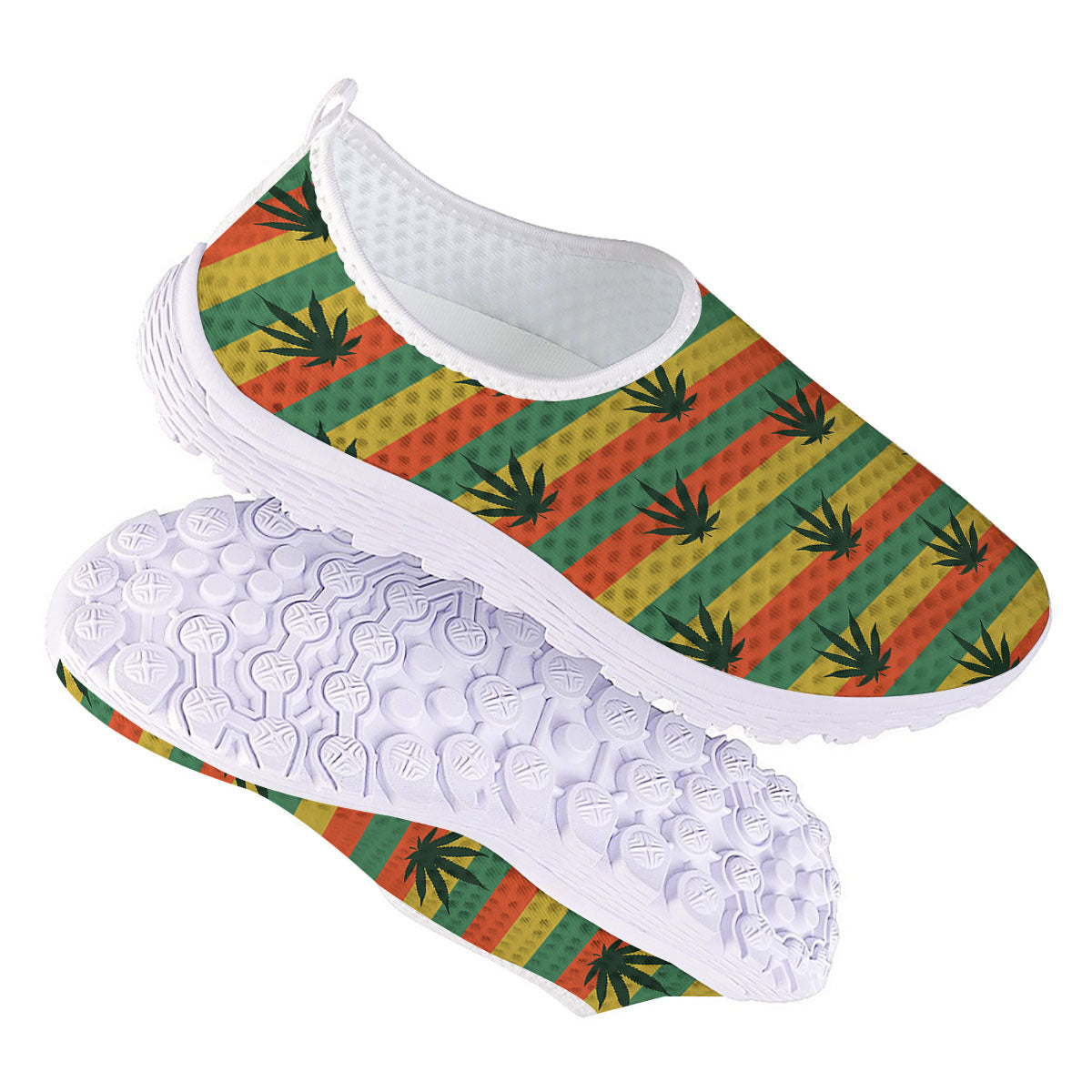 Striped Rasta Print Pattern Nurse Shoes-grizzshop