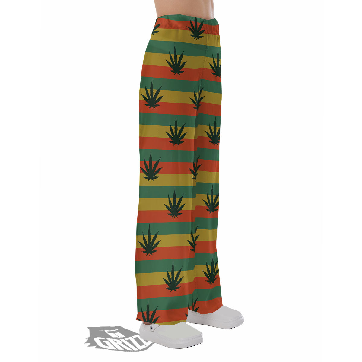 Striped Rasta Print Pattern Pajama Pants-grizzshop