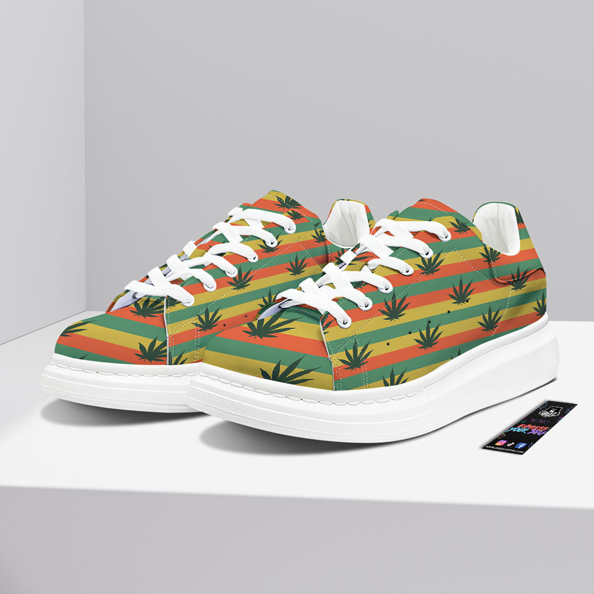 Striped Rasta Print Pattern Platform Shoes-grizzshop