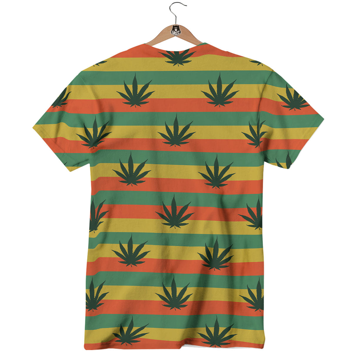 Striped Rasta Print Pattern T-Shirt-grizzshop