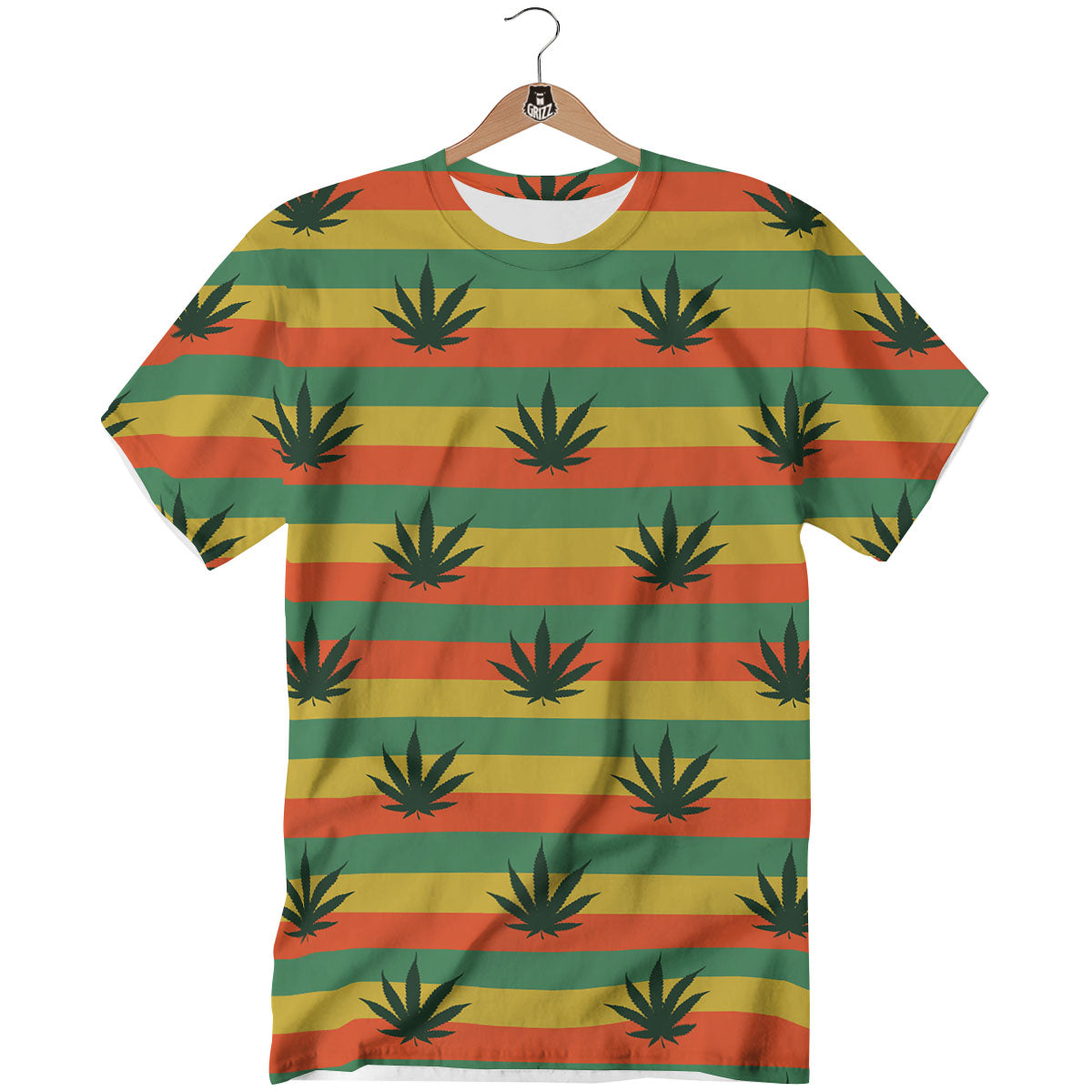 Striped Rasta Print Pattern T-Shirt-grizzshop
