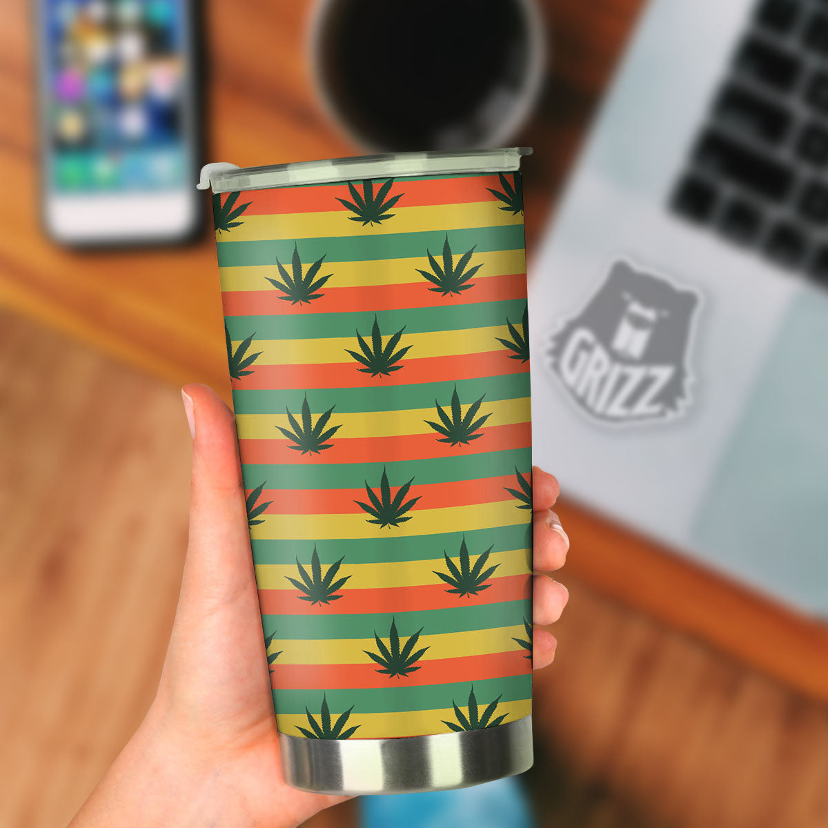 Striped Rasta Print Pattern Tumbler-grizzshop