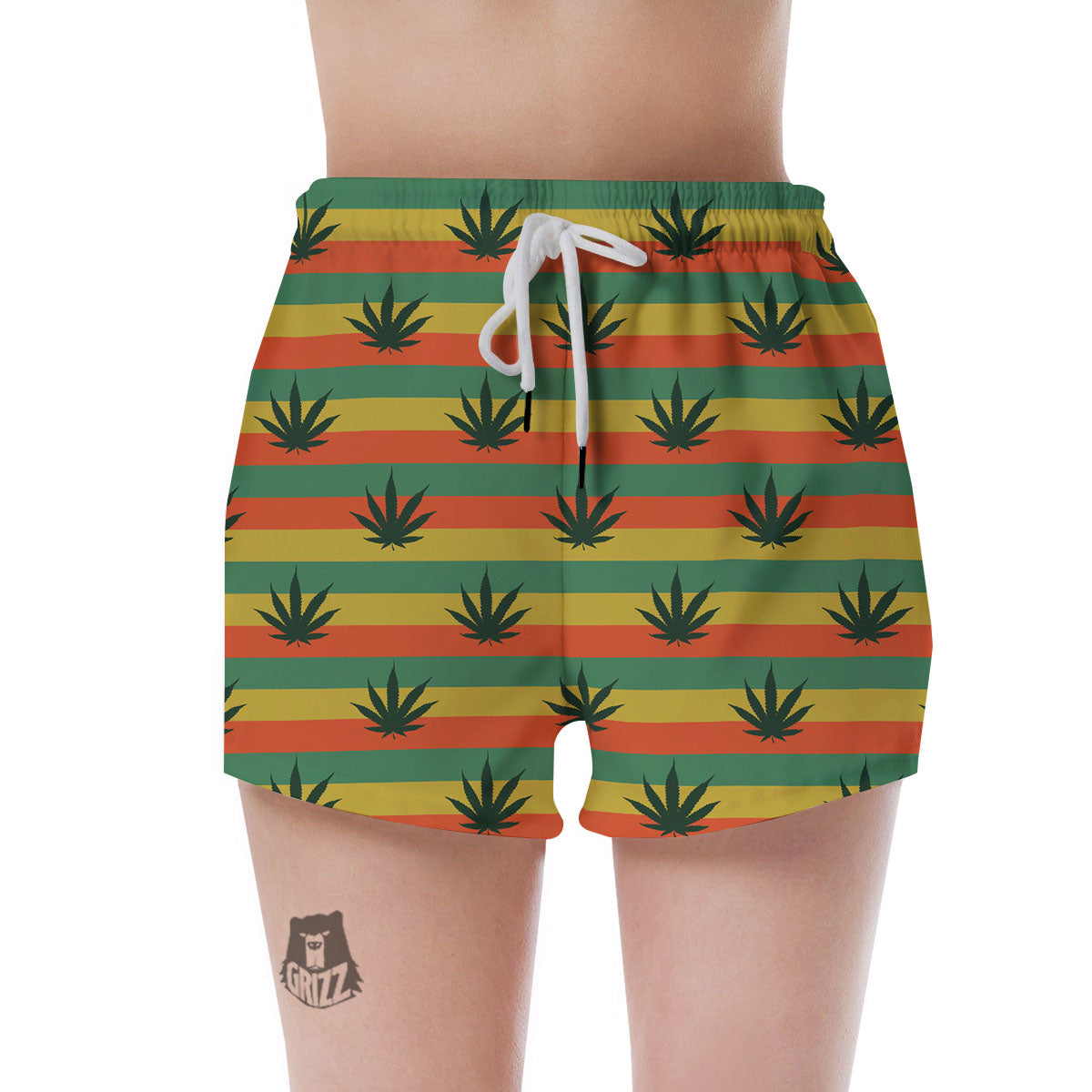 Striped Rasta Print Pattern Women's Shorts-grizzshop