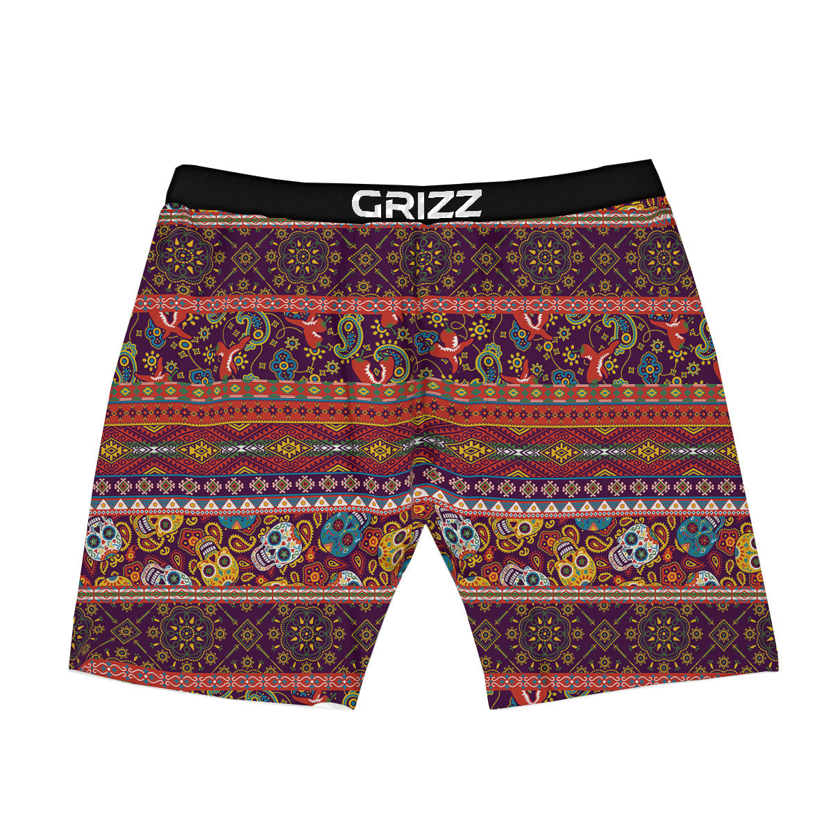 Striped Skull Mexican Style Print Pattern Boxer Briefs-grizzshop