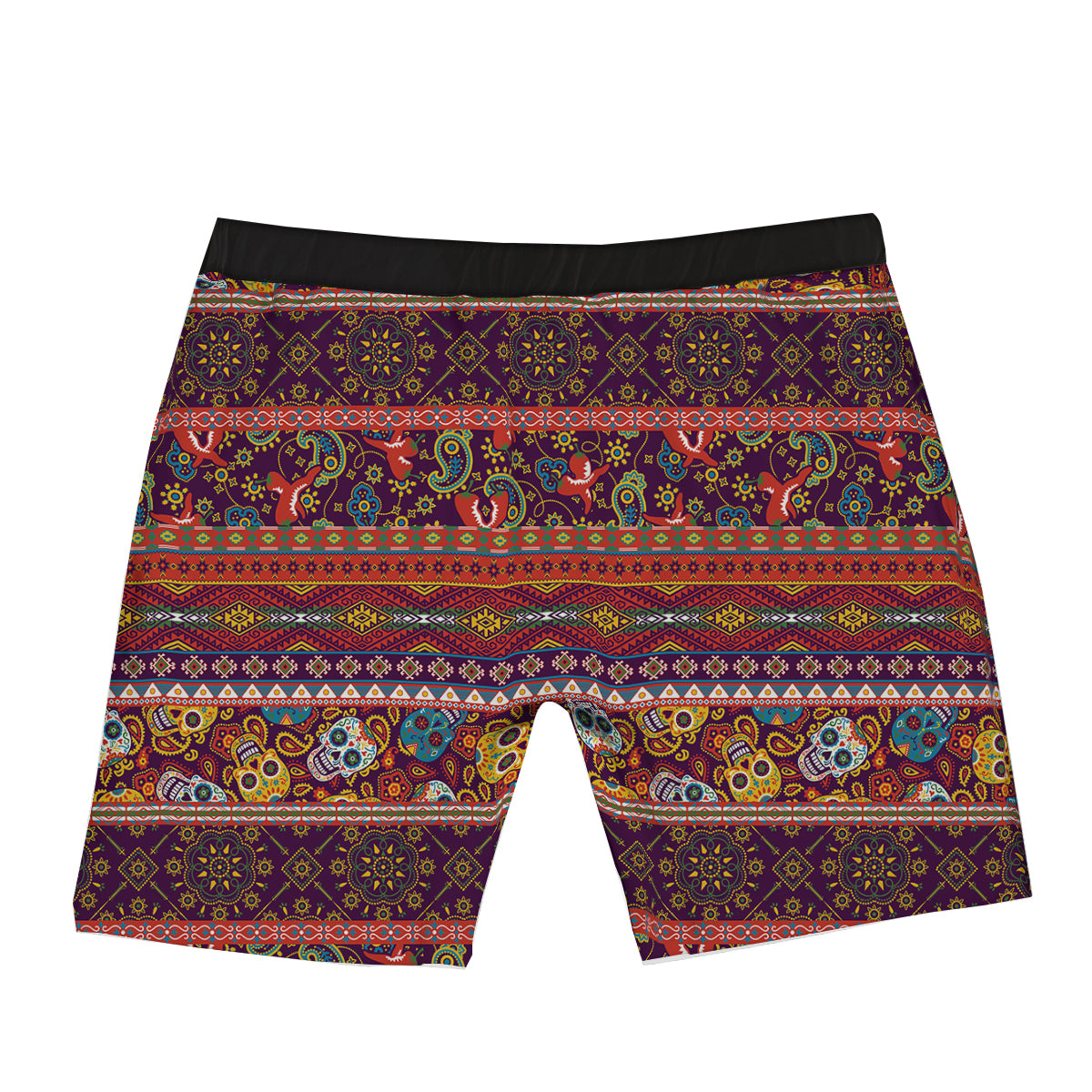Striped Skull Mexican Style Print Pattern Boxer Briefs-grizzshop