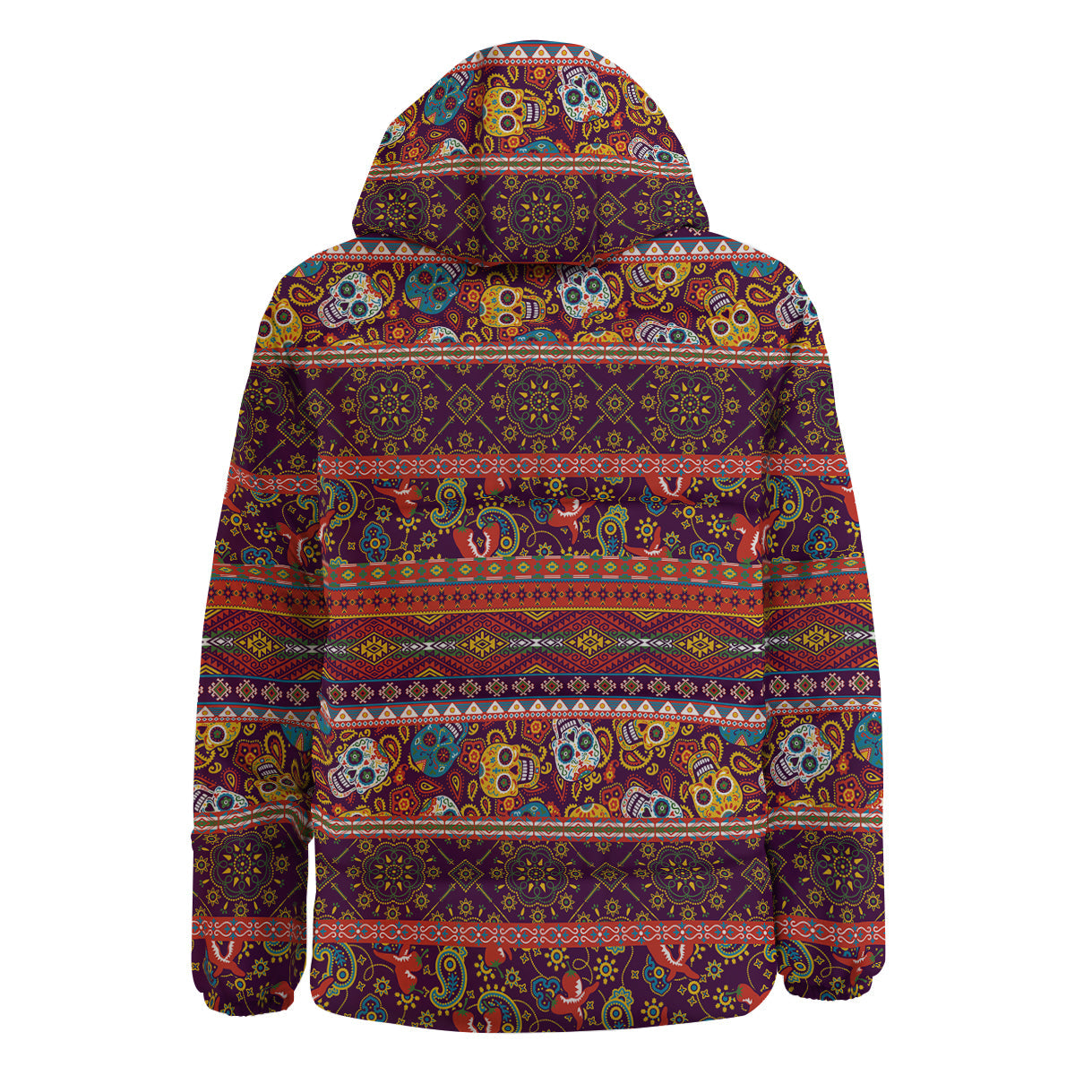 Striped Skull Mexican Style Print Pattern Down Jacket-grizzshop