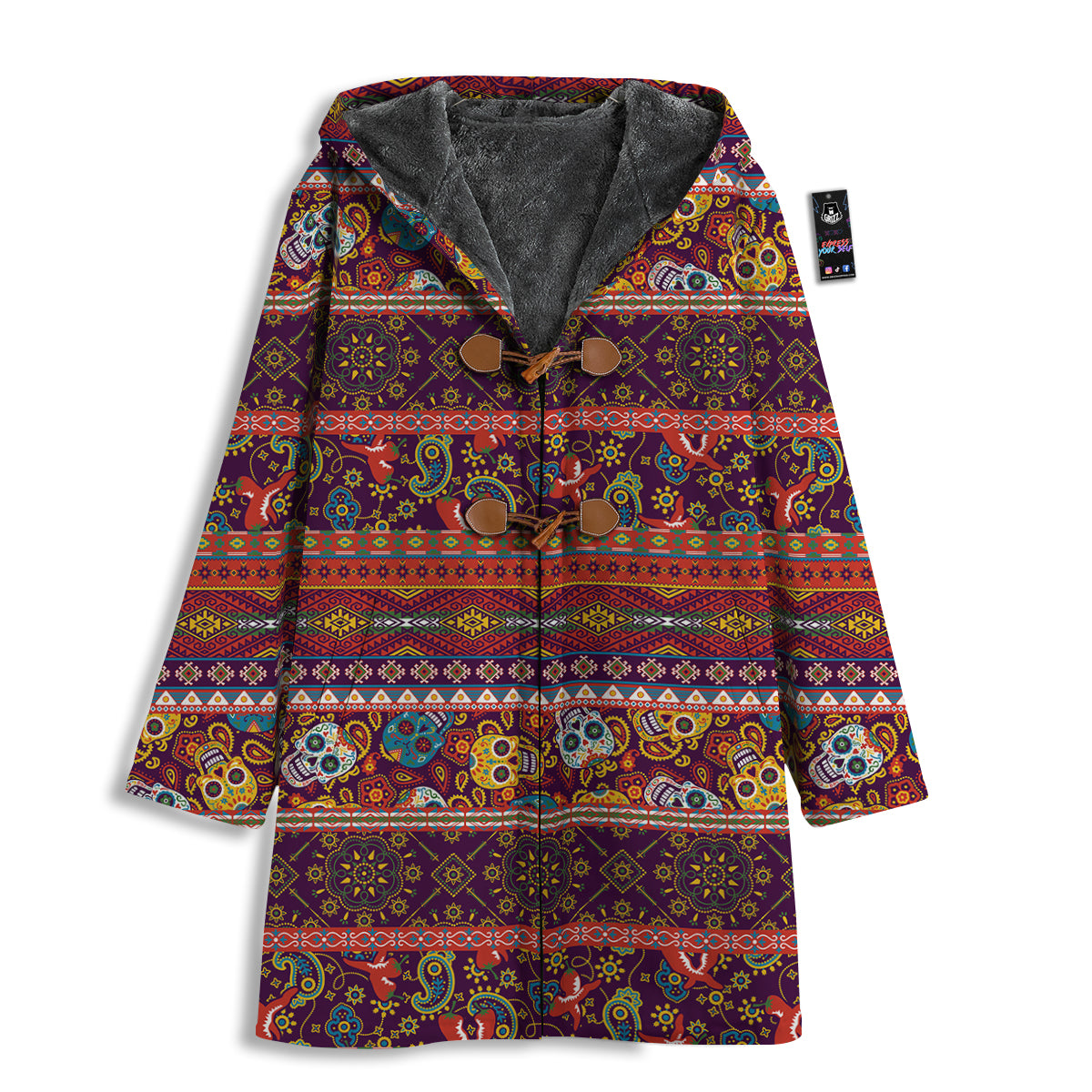 Striped Skull Mexican Style Print Pattern Men's Windbreaker Jacket-grizzshop