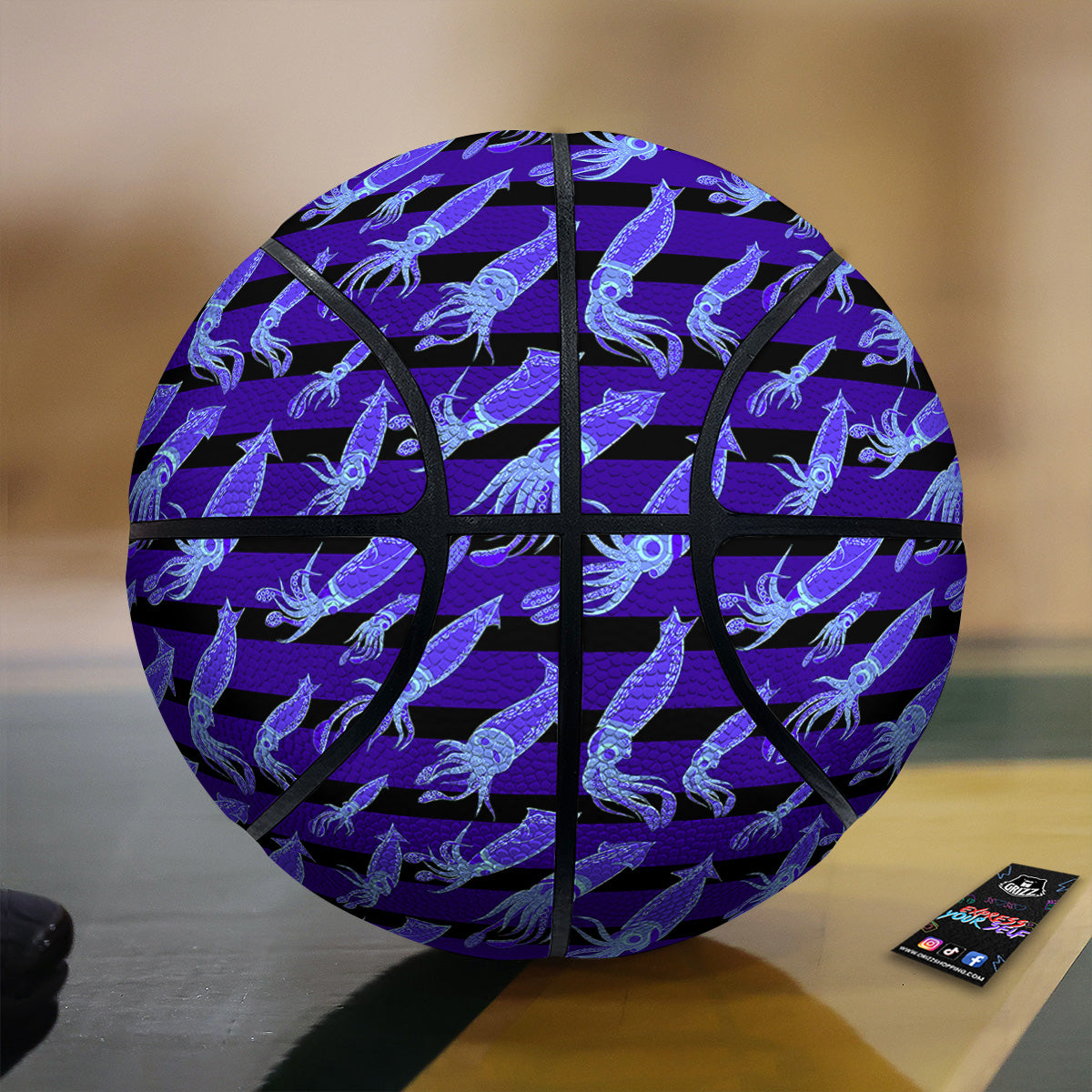 Striped Squid Print Pattern Basketball-grizzshop