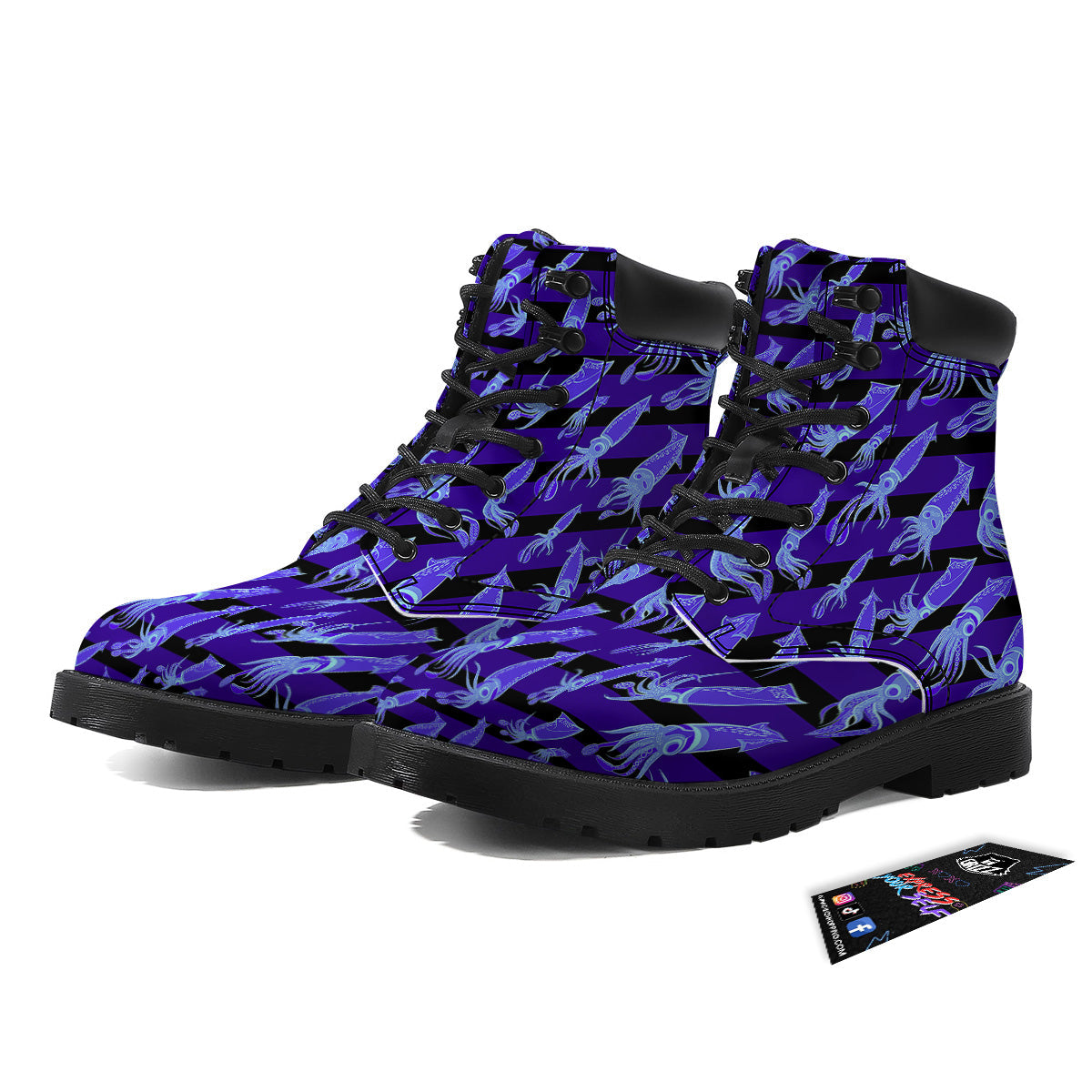 Striped Squid Print Pattern Boots-grizzshop