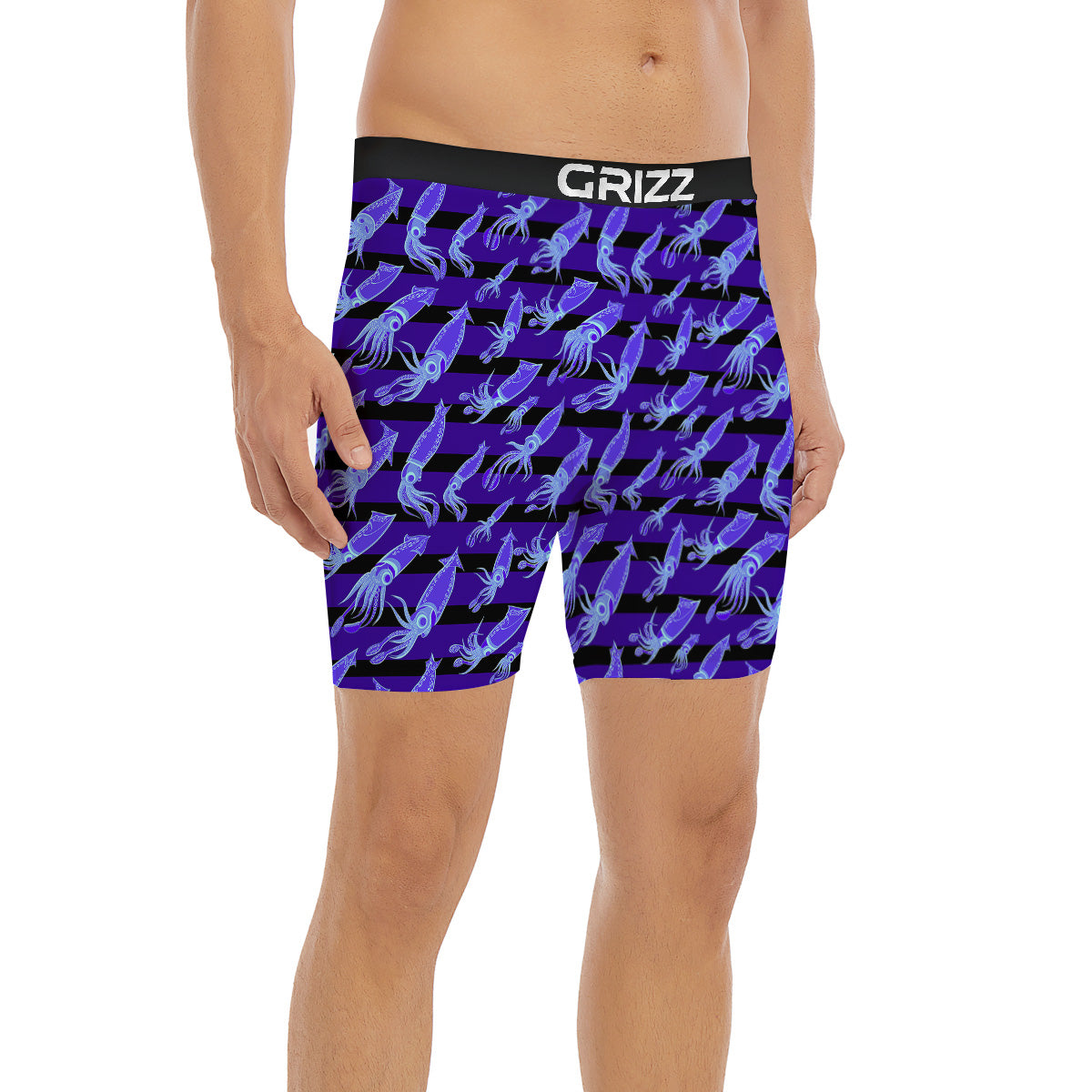 Striped Squid Print Pattern Boxer Briefs-grizzshop