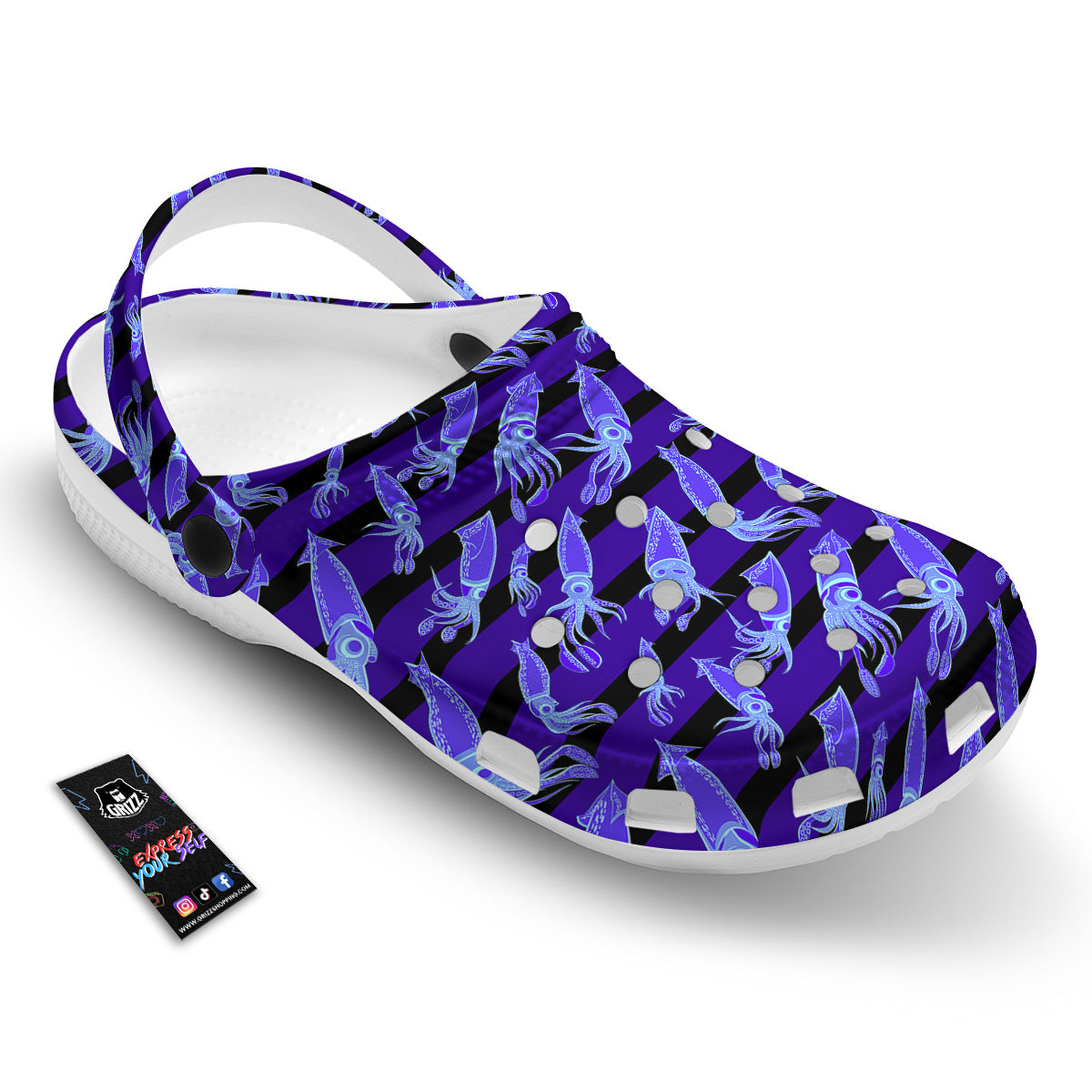 Striped Squid Print Pattern Clog-grizzshop