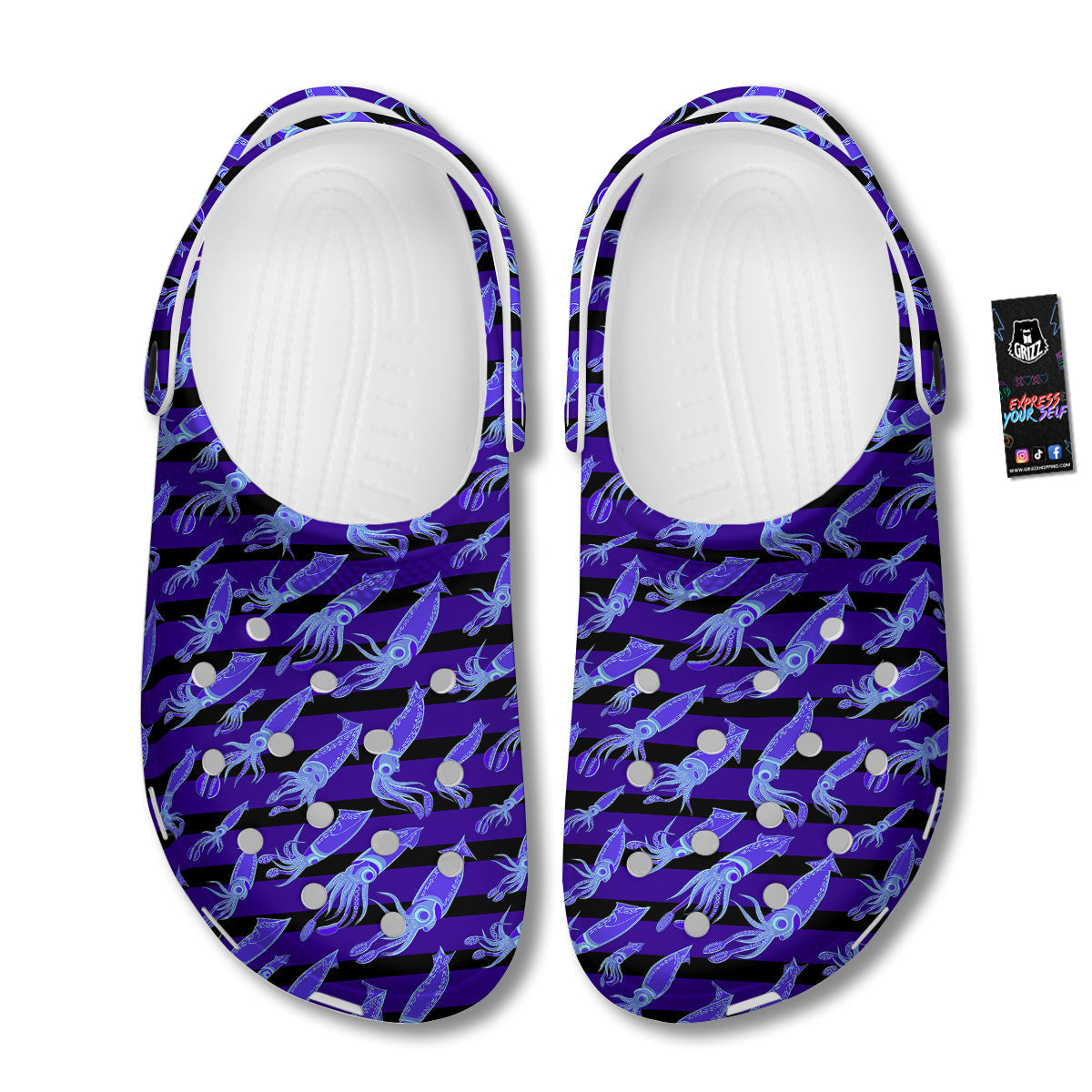 Striped Squid Print Pattern Clog-grizzshop