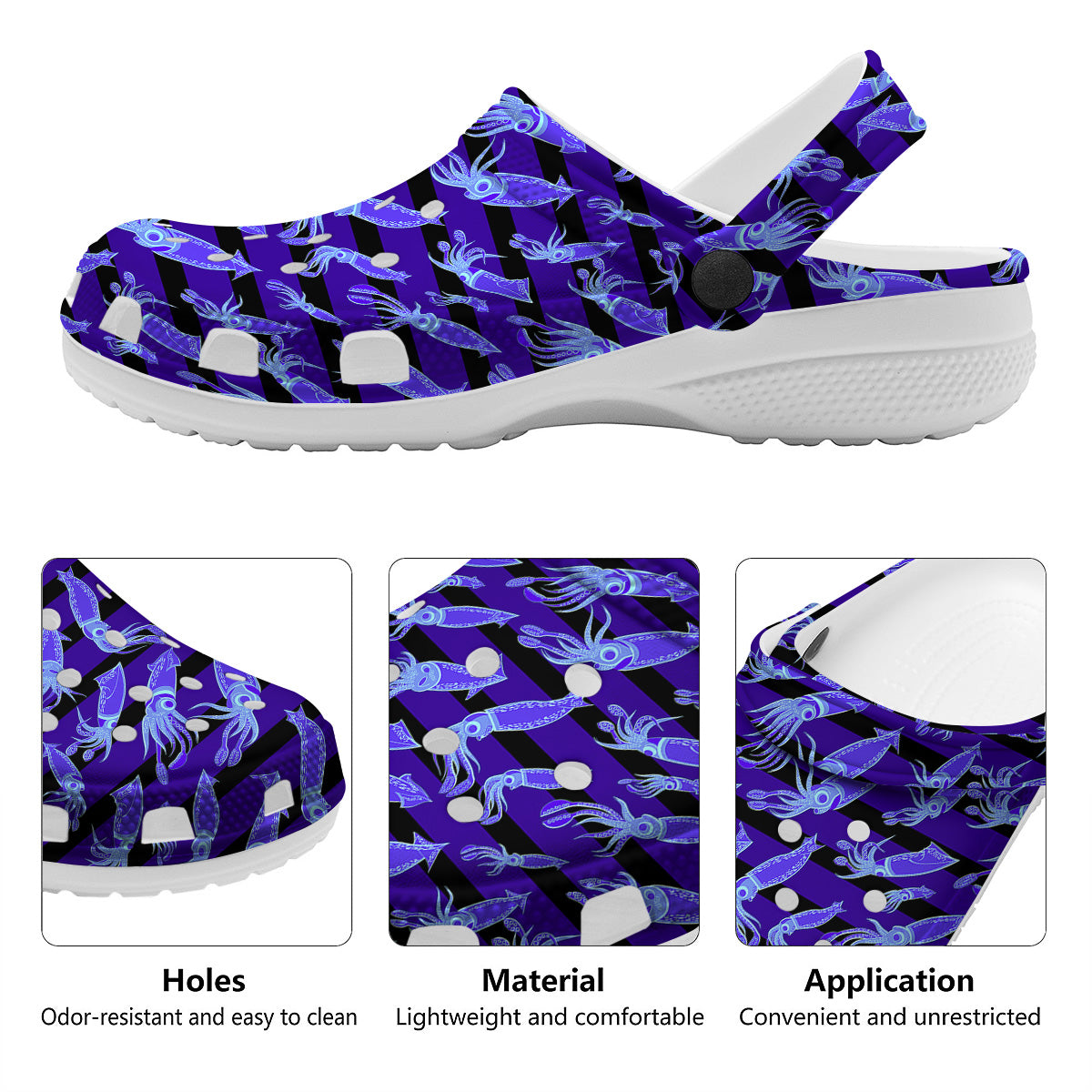 Striped Squid Print Pattern Clog-grizzshop