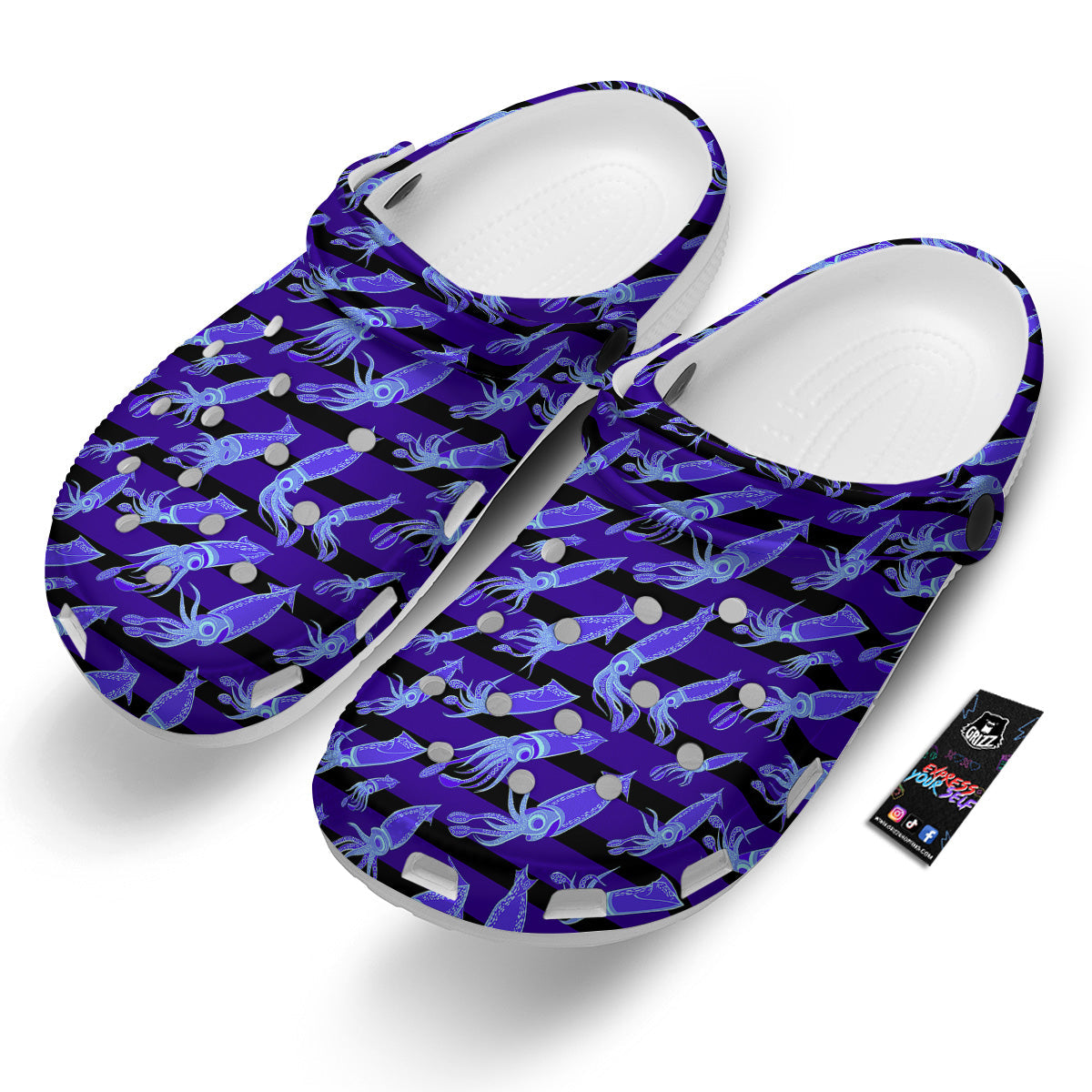 Striped Squid Print Pattern Clog-grizzshop