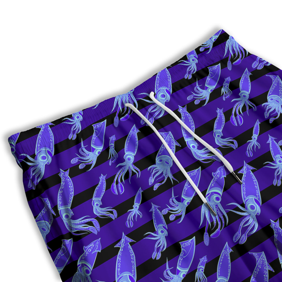 Striped Squid Print Pattern Men's Athletic Shorts