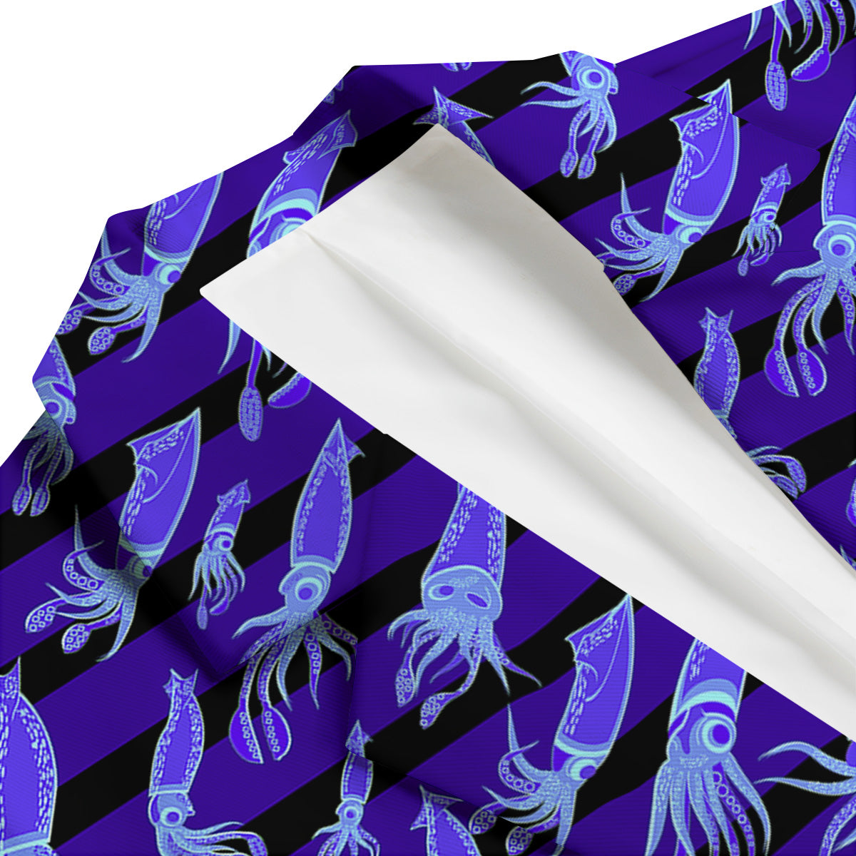 Striped Squid Print Pattern Men's Blazer-grizzshop
