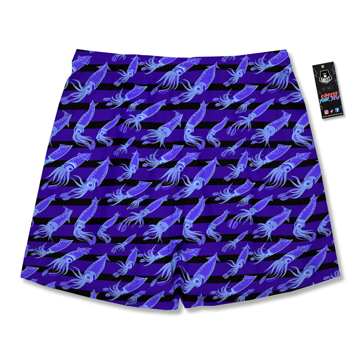 Striped Squid Print Pattern Men's Running Shorts-grizzshop