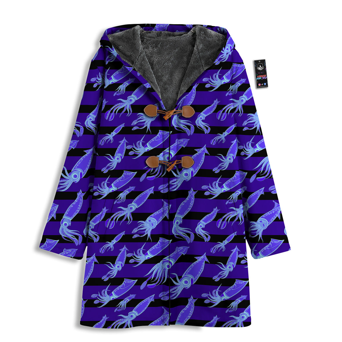 Striped Squid Print Pattern Men's Windbreaker Jacket-grizzshop