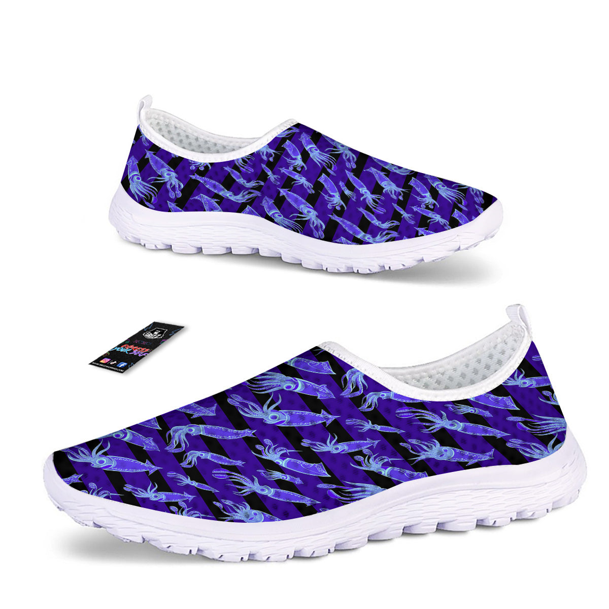 Striped Squid Print Pattern Nurse Shoes-grizzshop