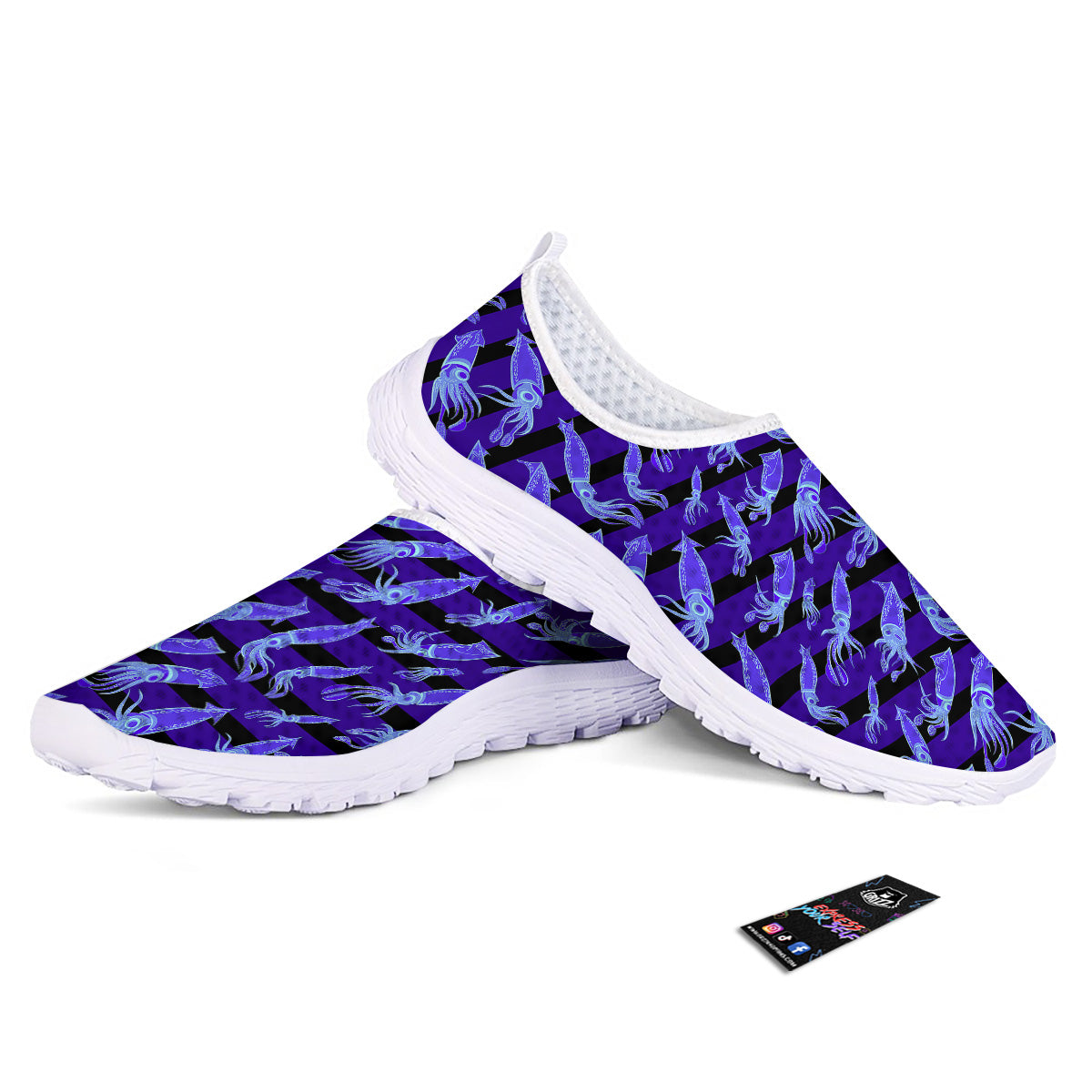 Striped Squid Print Pattern Nurse Shoes-grizzshop