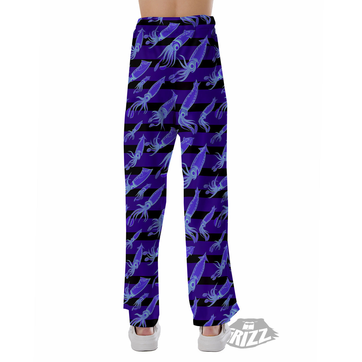 Striped Squid Print Pattern Pajama Pants-grizzshop