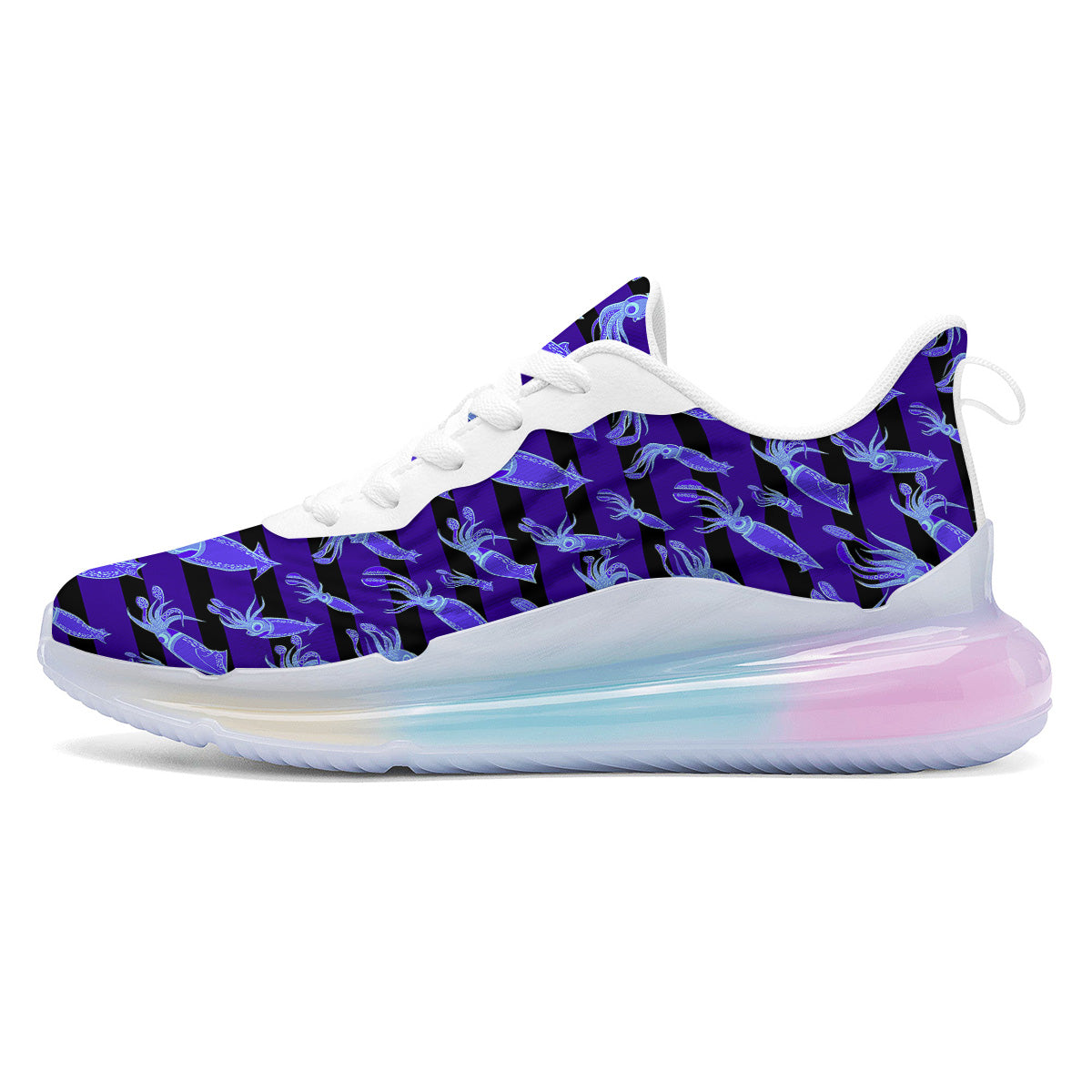 Striped Squid Print Pattern Running Sneakers-grizzshop