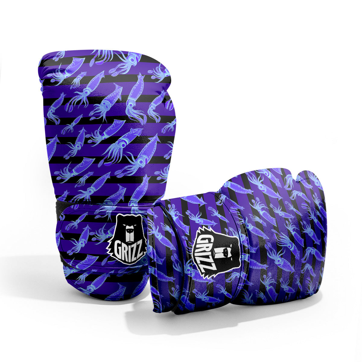 Striped Squid Print Pattern Pro Boxing Glove