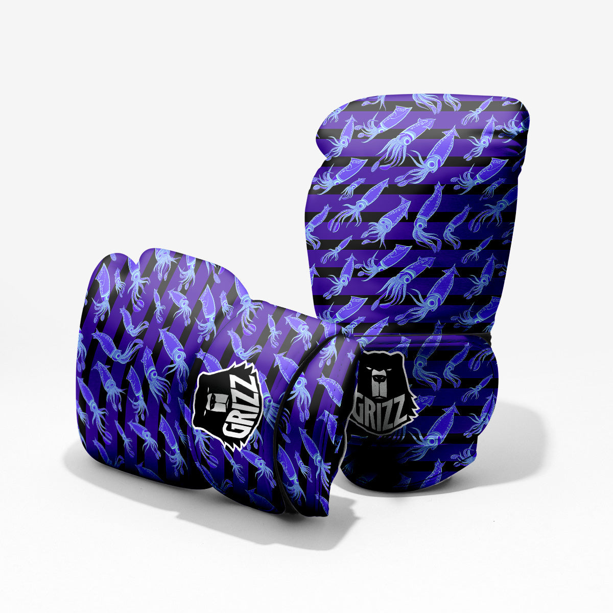 Striped Squid Print Pattern Pro Boxing Glove