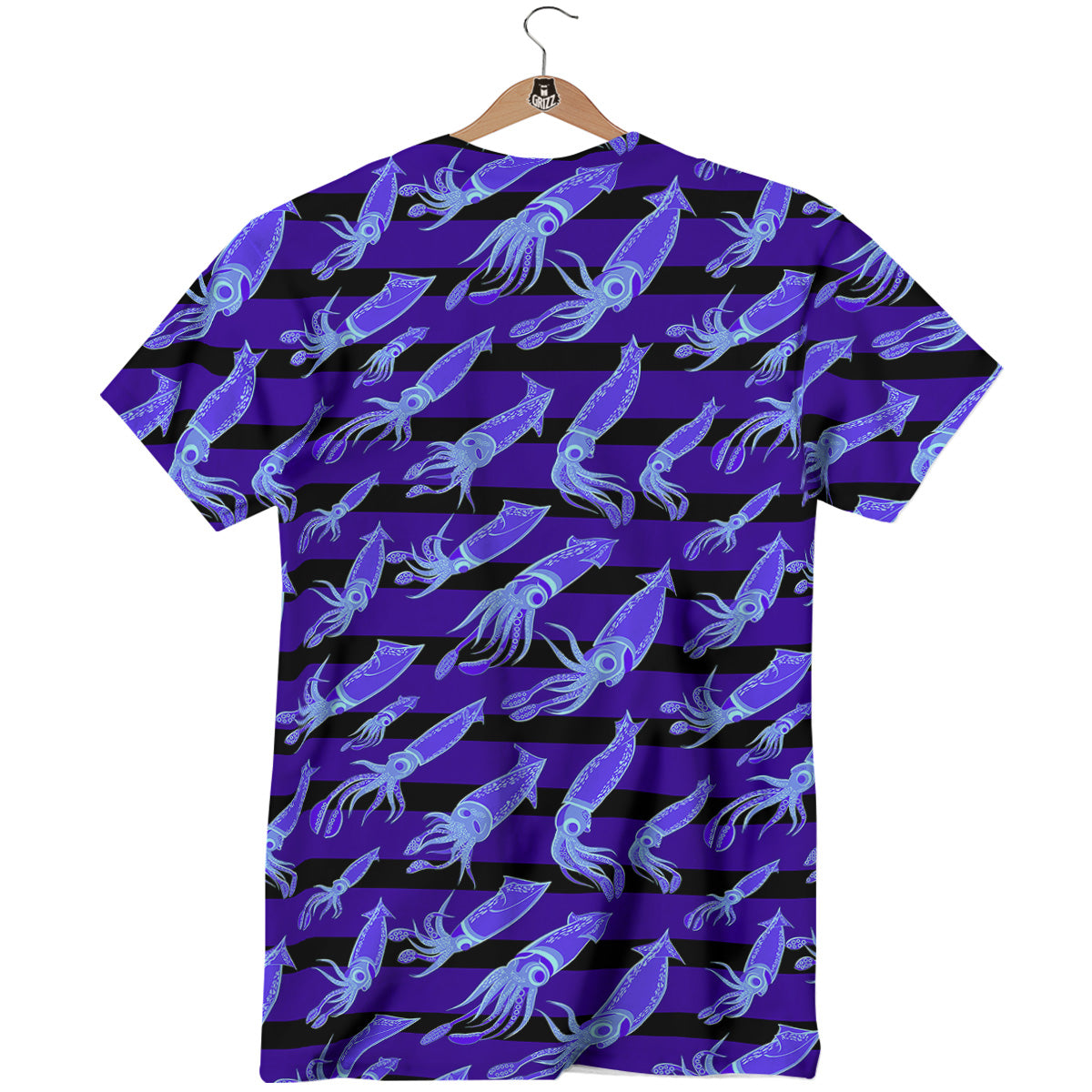 Striped Squid Print Pattern T-Shirt-grizzshop