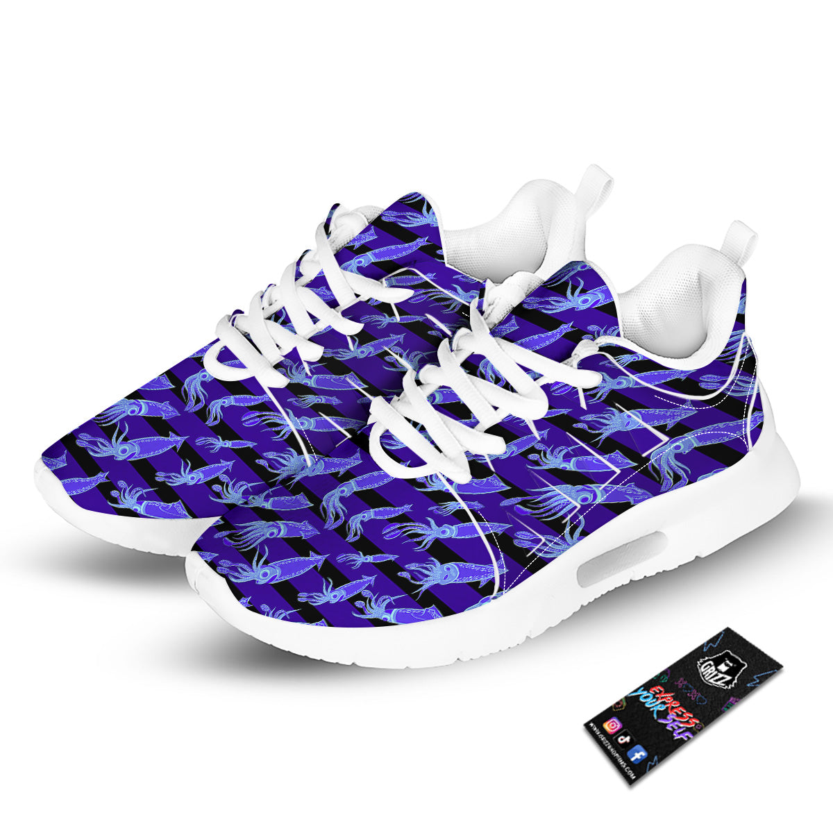 Striped Squid Print Pattern Tennis Shoes-grizzshop