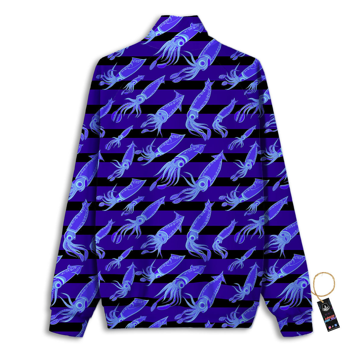 Striped Squid Print Pattern Track Jacket-grizzshop