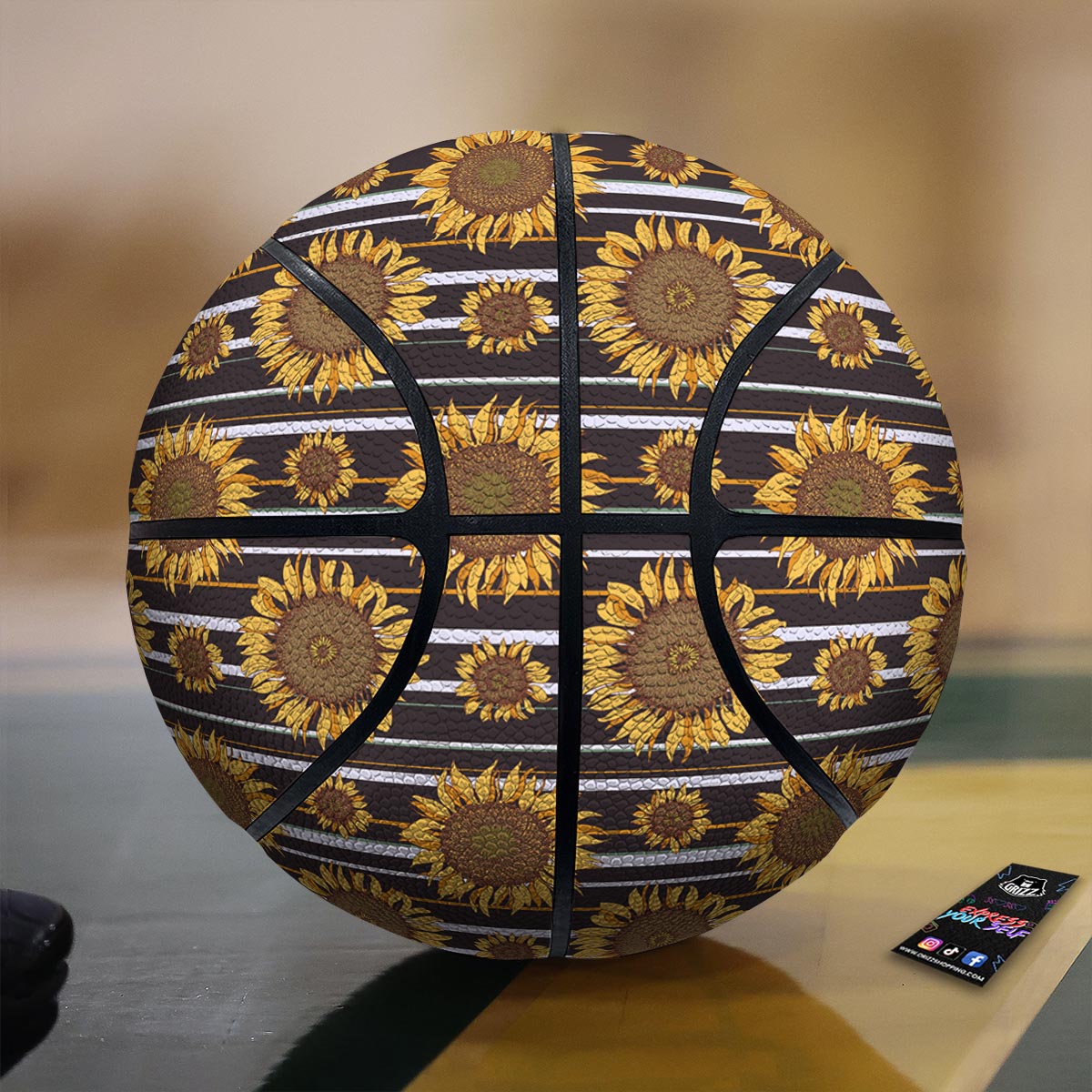 Striped Sunflower Print Pattern Basketball