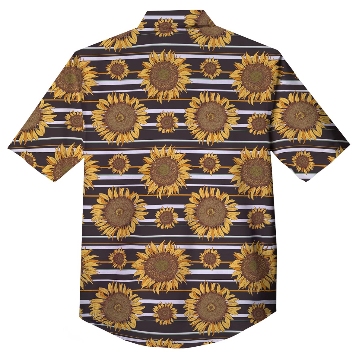 Striped Sunflower Print Pattern Button Up Shirt-grizzshop