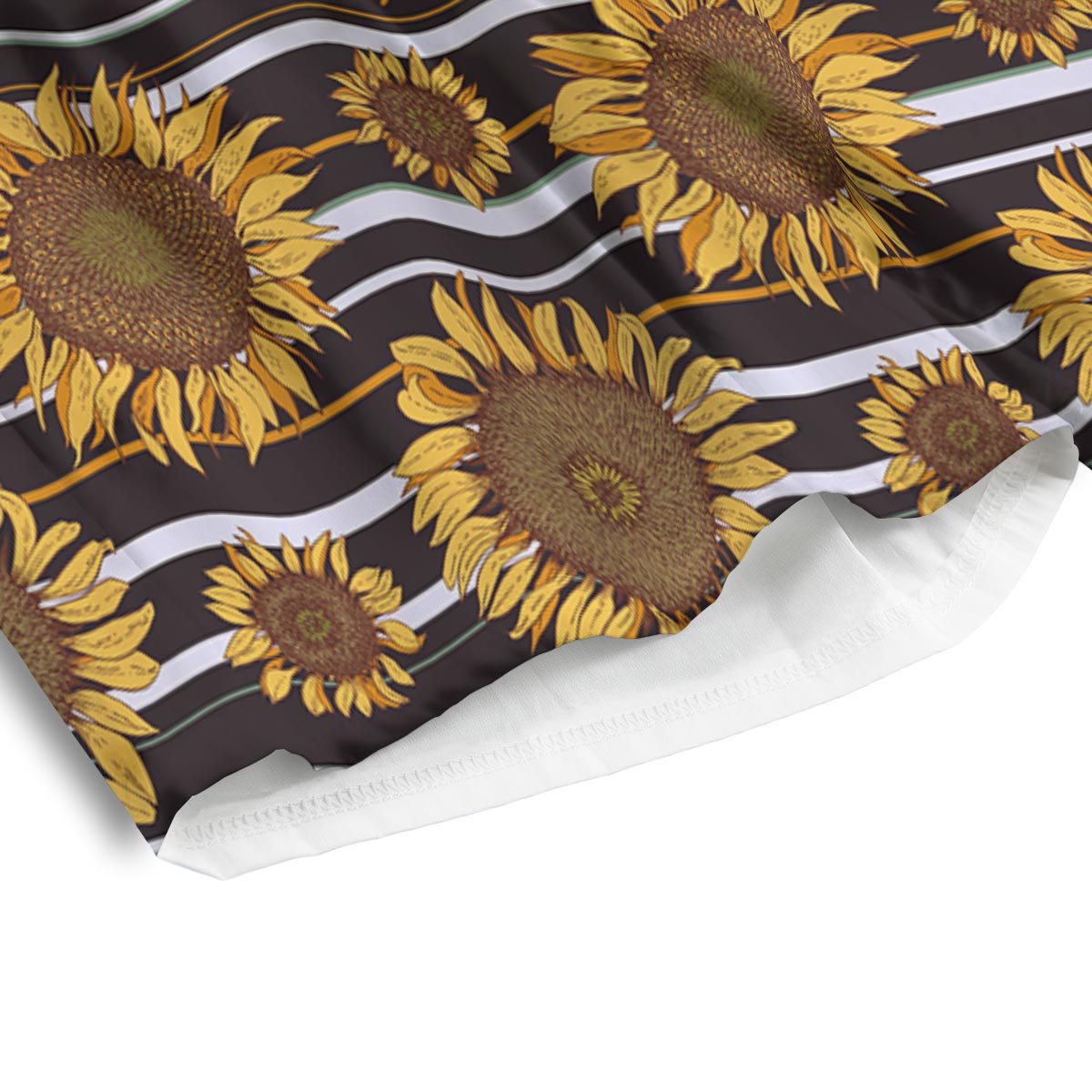 Striped Sunflower Print Pattern Men's Athletic Shorts