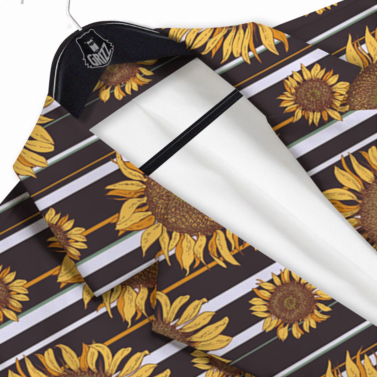 Striped Sunflower Print Pattern Men's Sport Coat-grizzshop