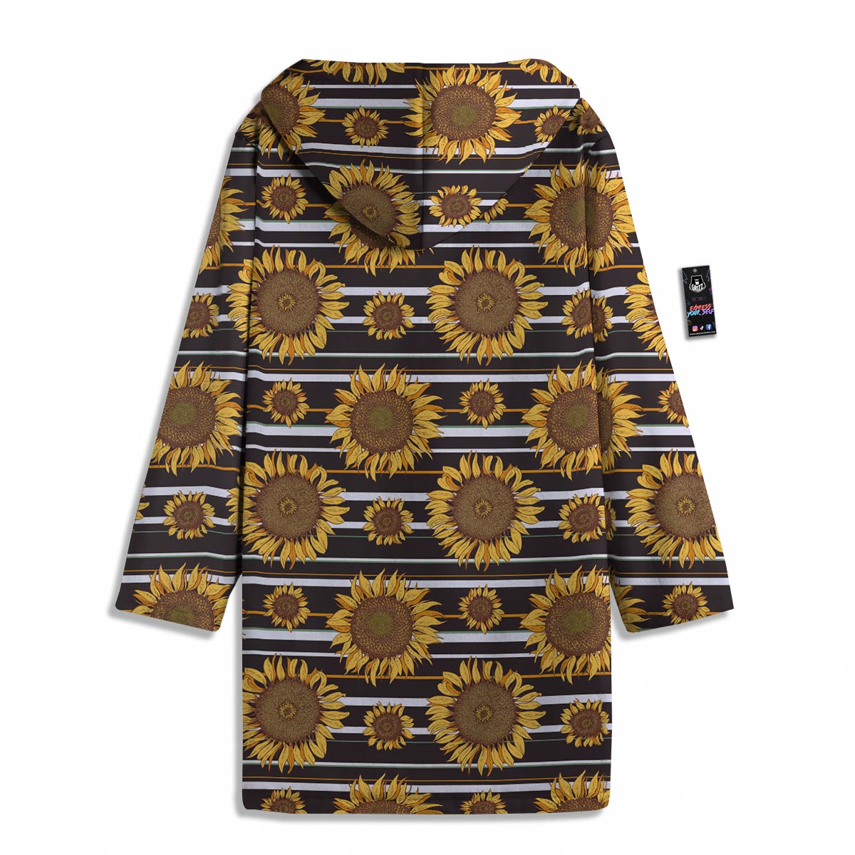 Striped Sunflower Print Pattern Men's Windbreaker Jacket-grizzshop