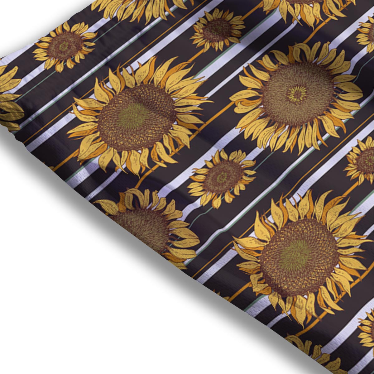 Striped Sunflower Print Pattern Mesh Shorts