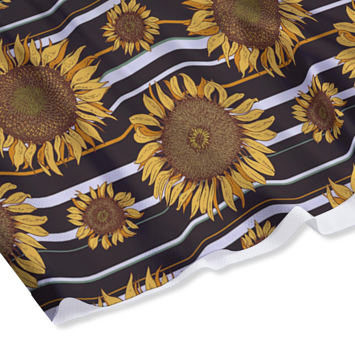 Striped Sunflower Print Pattern Mesh Shorts