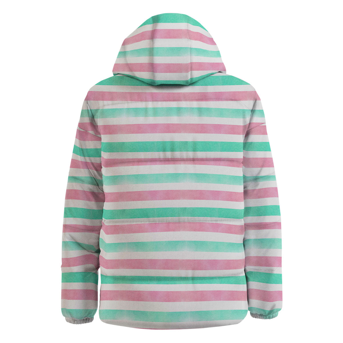 Striped Teal And Pink Print Pattern Down Jacket-grizzshop