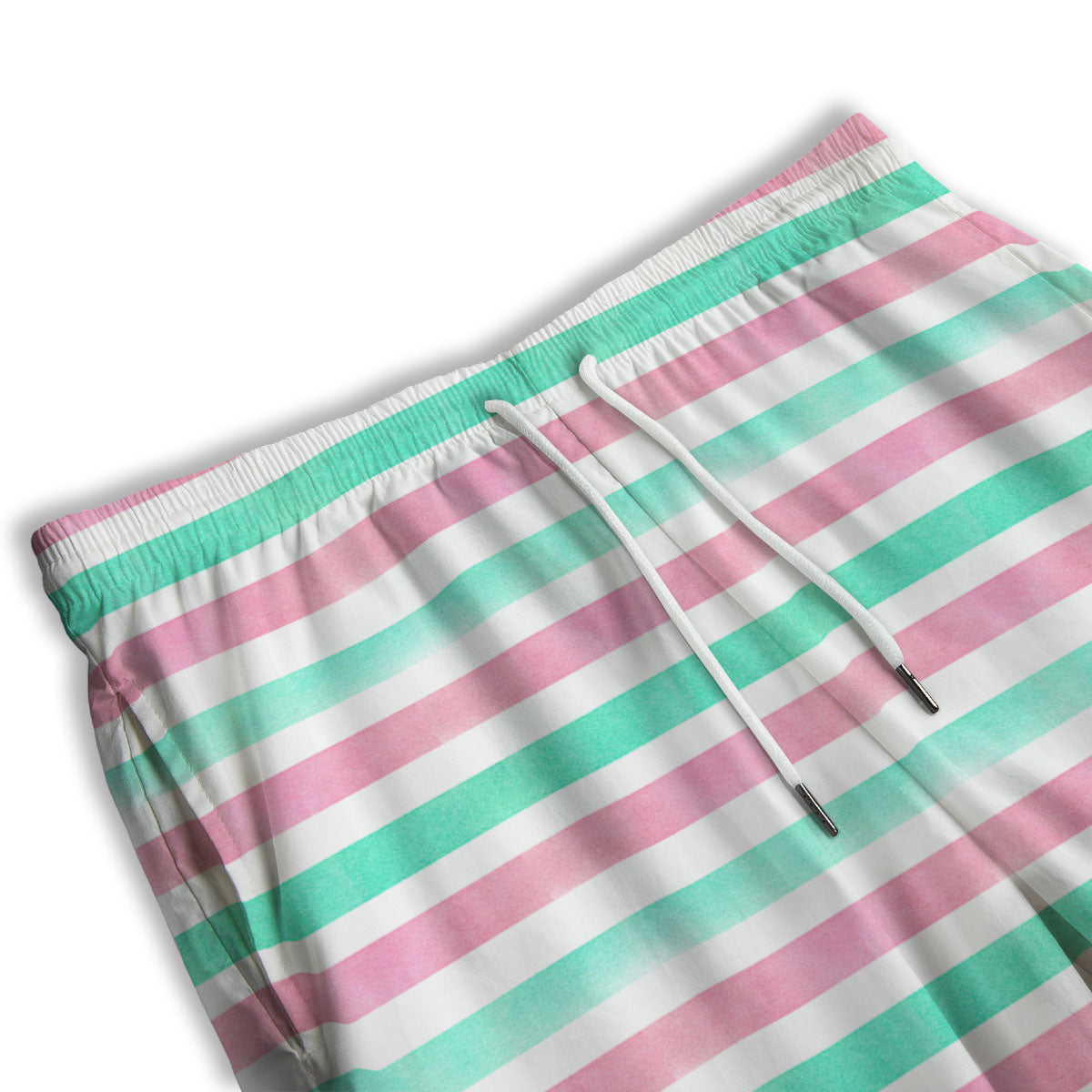 Striped Teal And Pink Print Pattern Men's Athletic Shorts