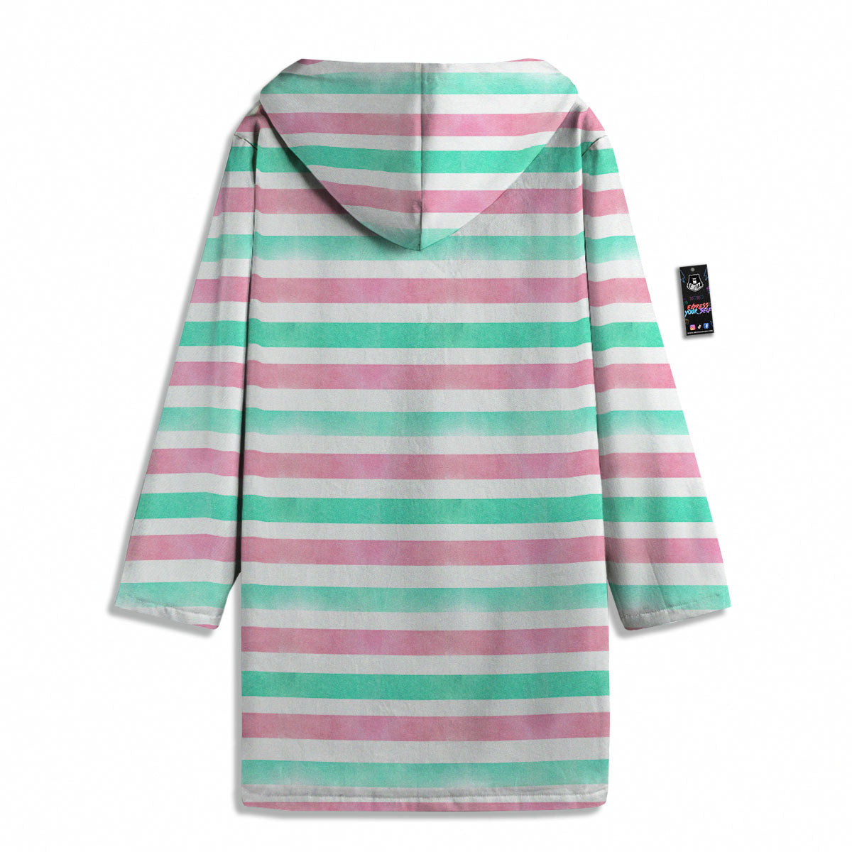 Striped Teal And Pink Print Pattern Men's Windbreaker Jacket-grizzshop