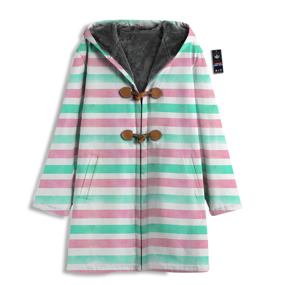 Striped Teal And Pink Print Pattern Men's Windbreaker Jacket-grizzshop