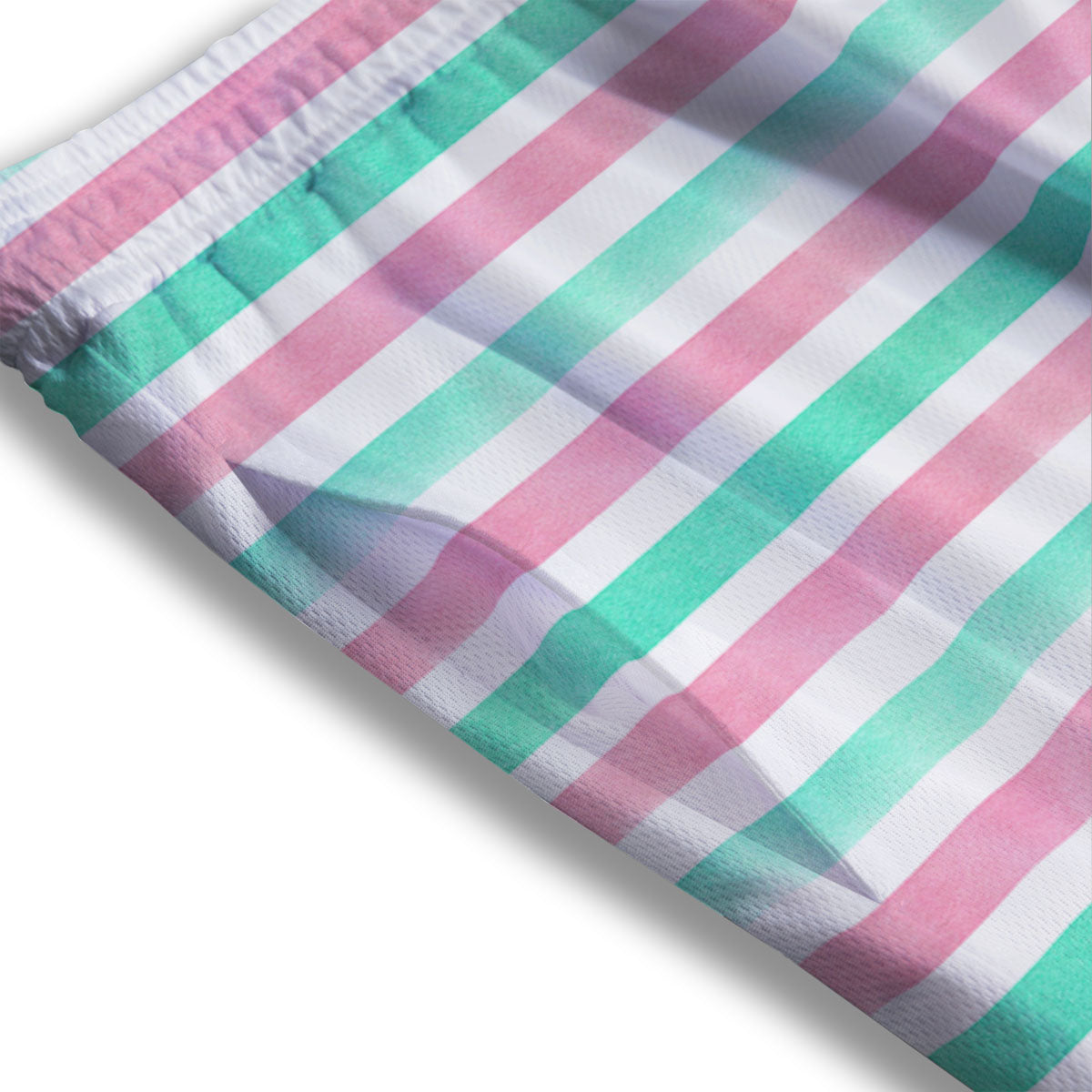 Striped Teal And Pink Print Pattern Mesh Shorts