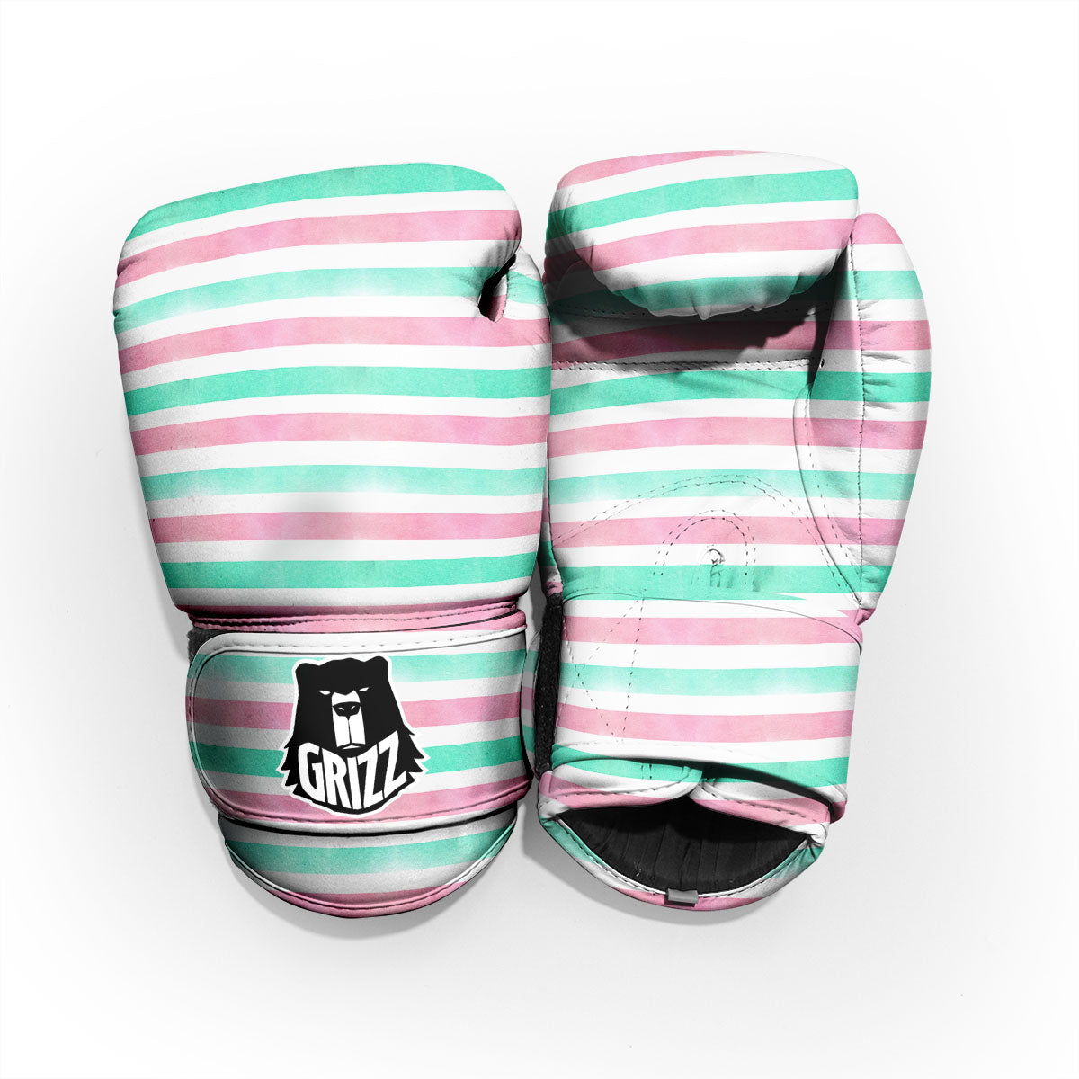 Striped Teal And Pink Print Pattern Pro Boxing Glove