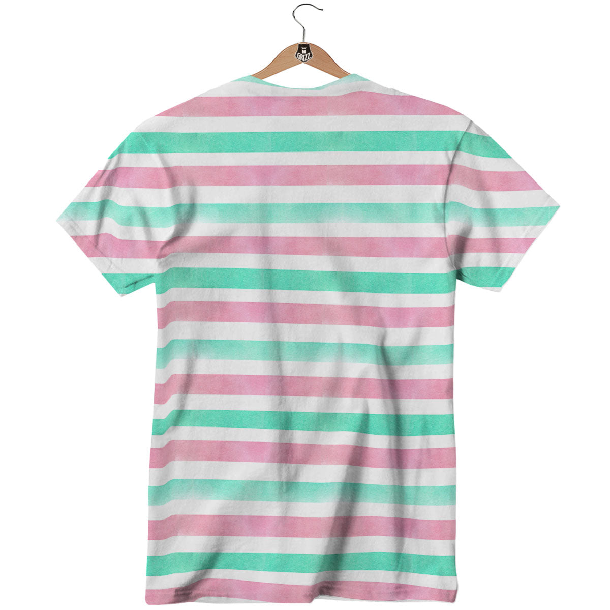 Striped Teal And Pink Print Pattern T-Shirt-grizzshop