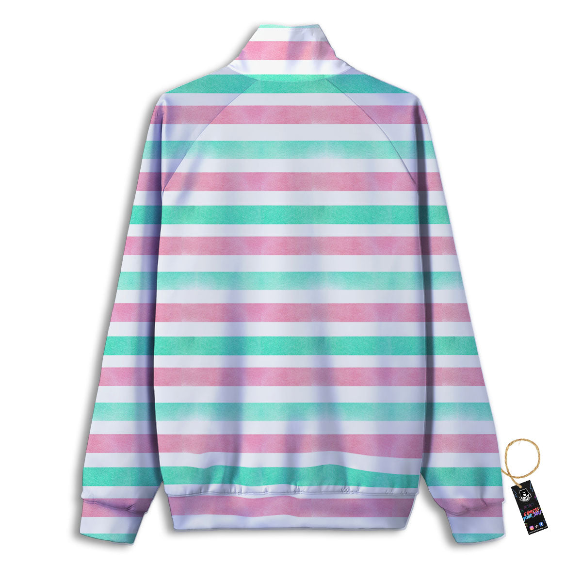 Striped Teal And Pink Print Pattern Track Jacket-grizzshop