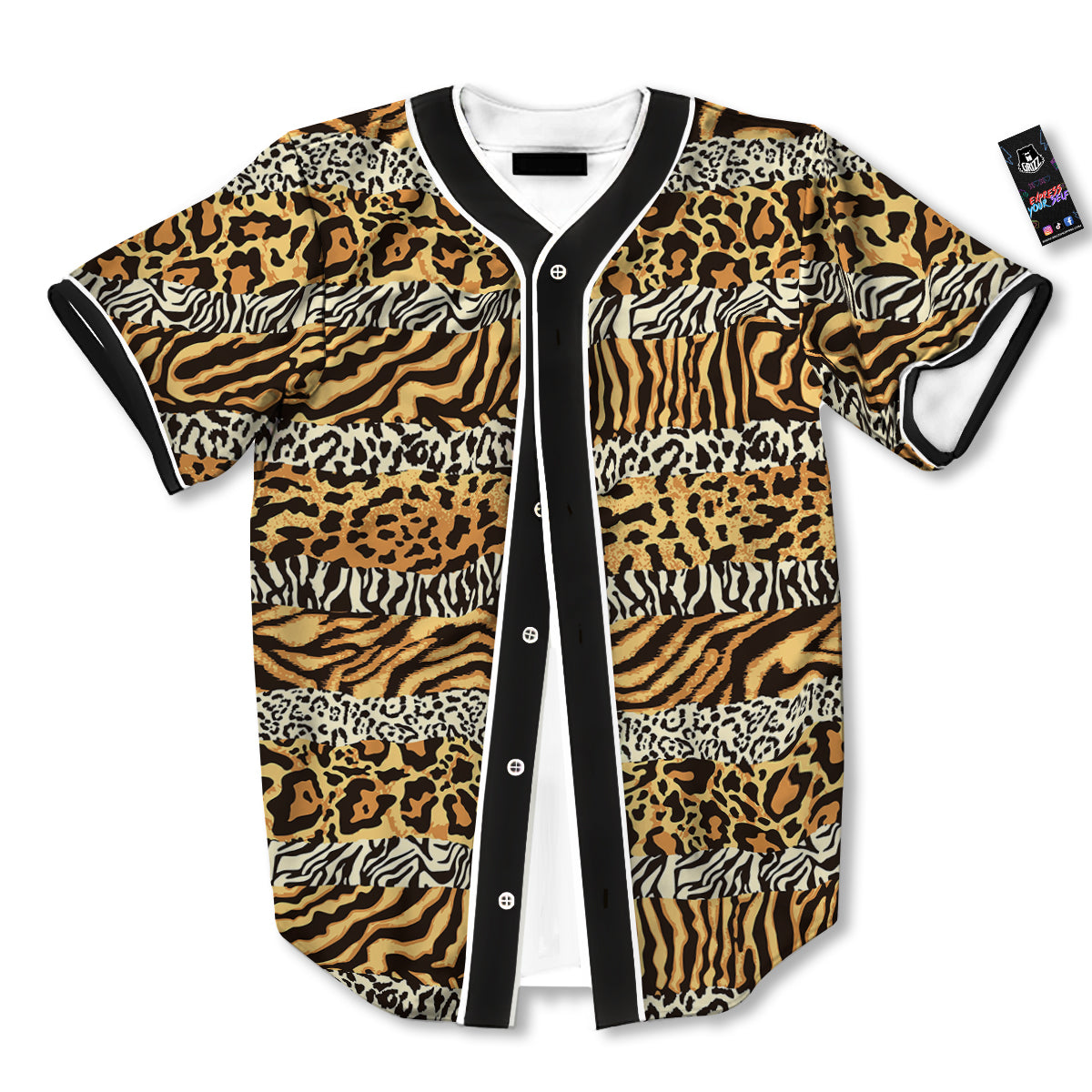 Striped Tiger Skins Print Pattern Baseball Jersey-grizzshop