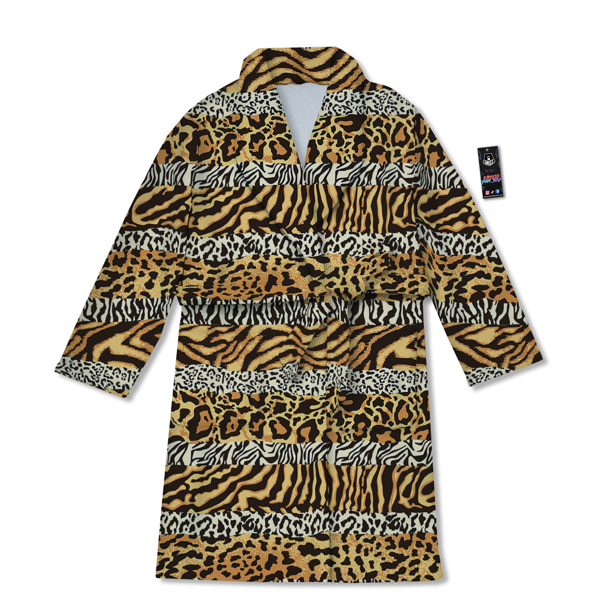Striped Tiger Skins Print Pattern Bathrobe-grizzshop